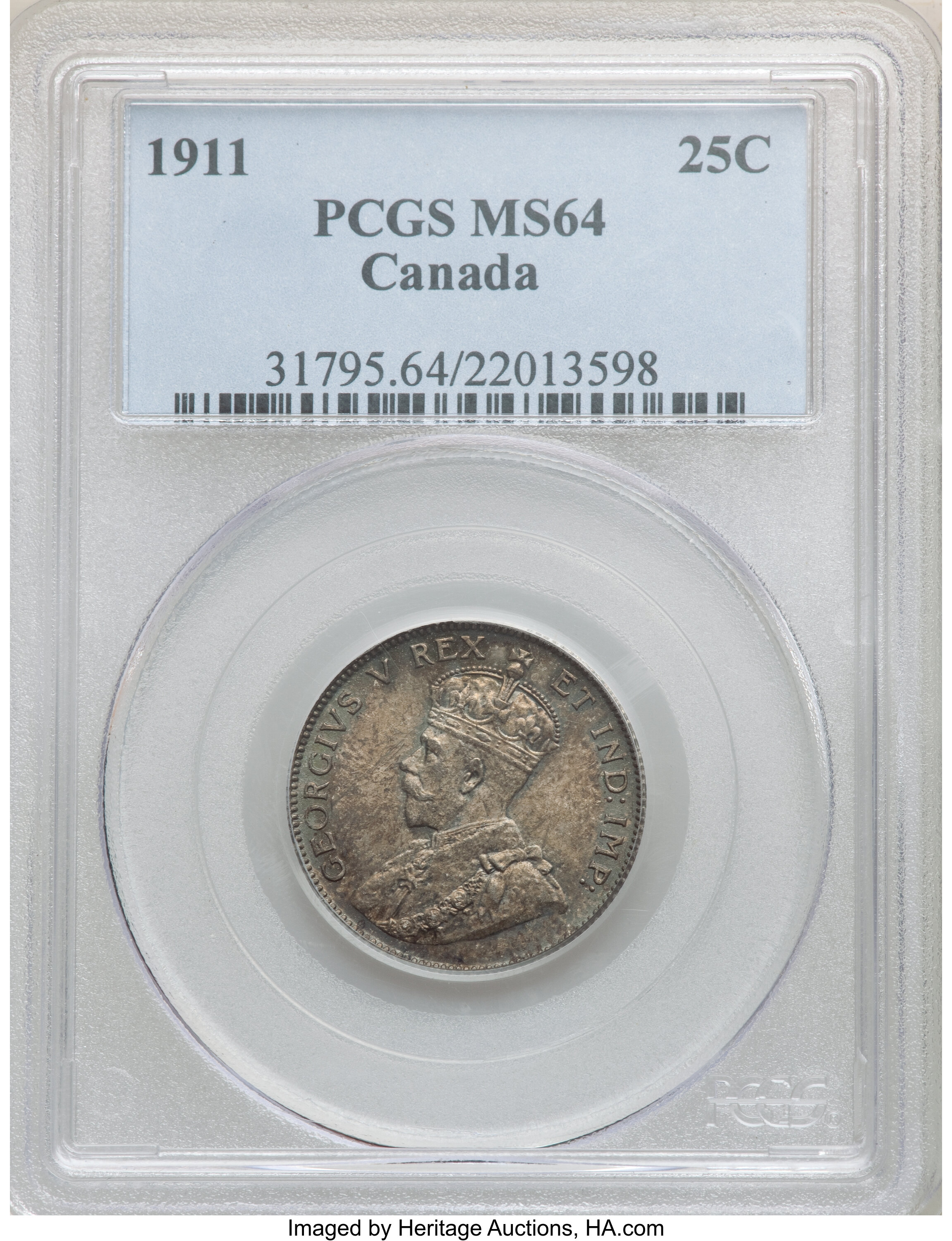 Canada: George V 25 Cents 1911 MS64 PCGS,...