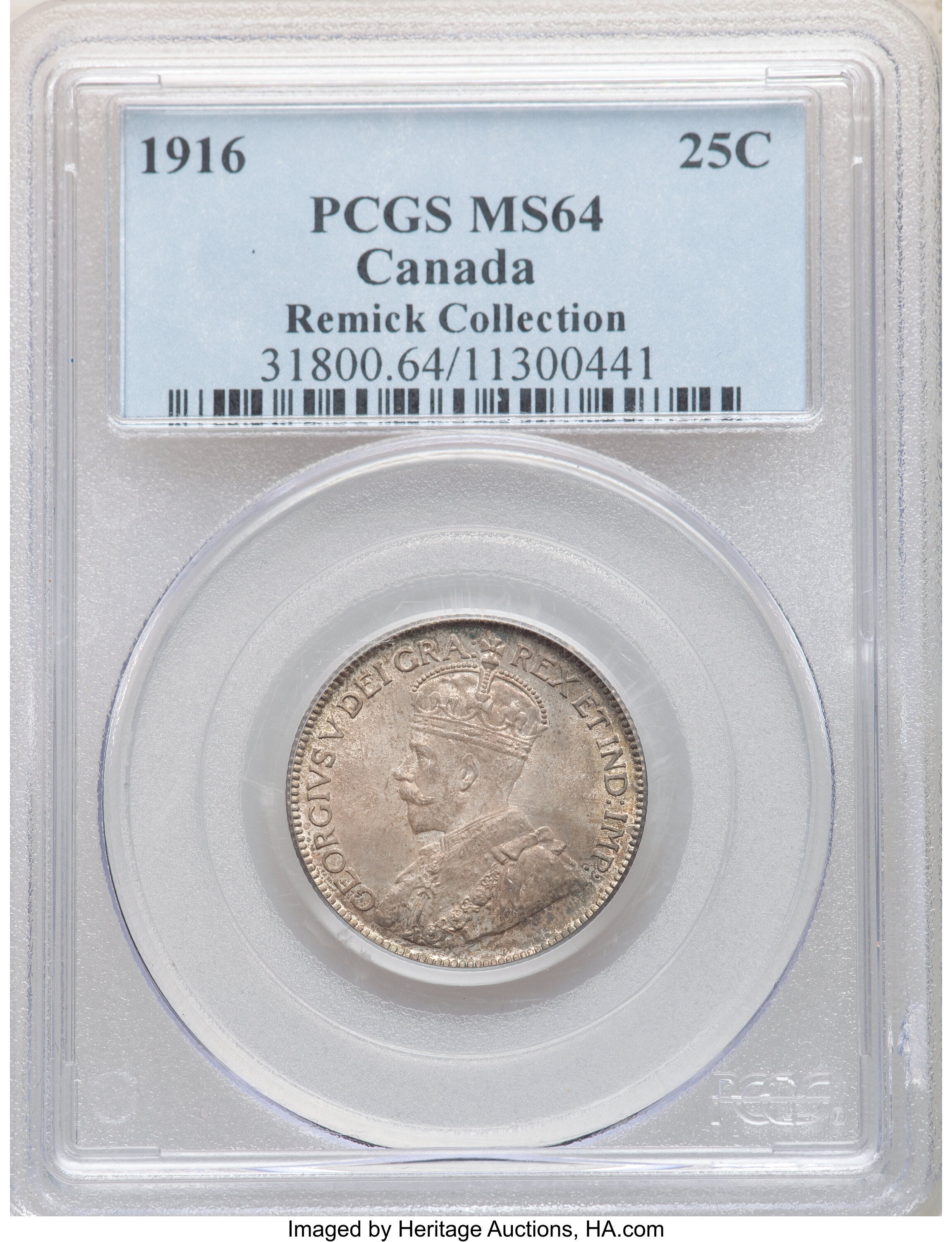 Canada: George V 25 Cents 1916 MS64 PCGS,...