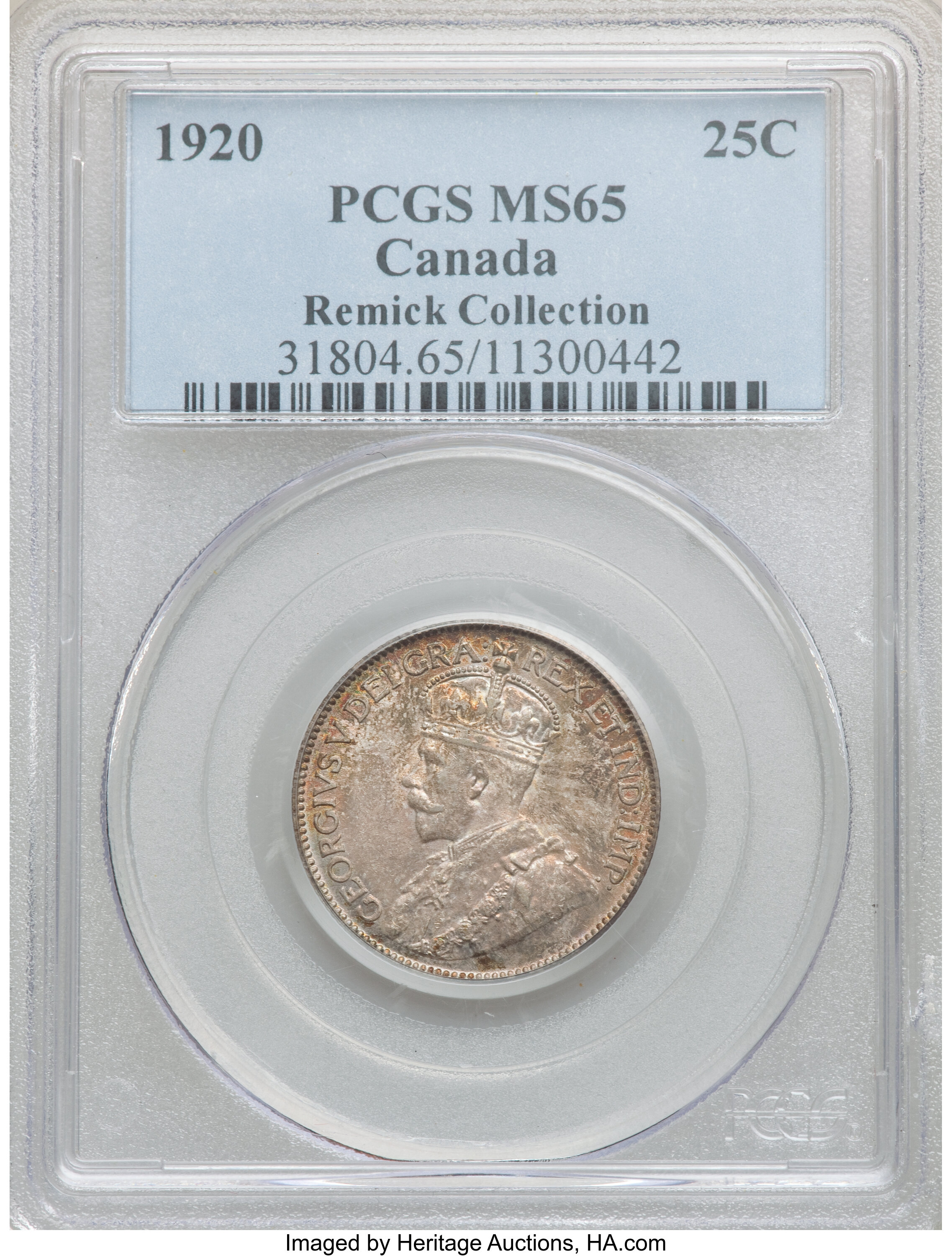 Canada: George V 25 Cents 1920 MS65 PCGS,...