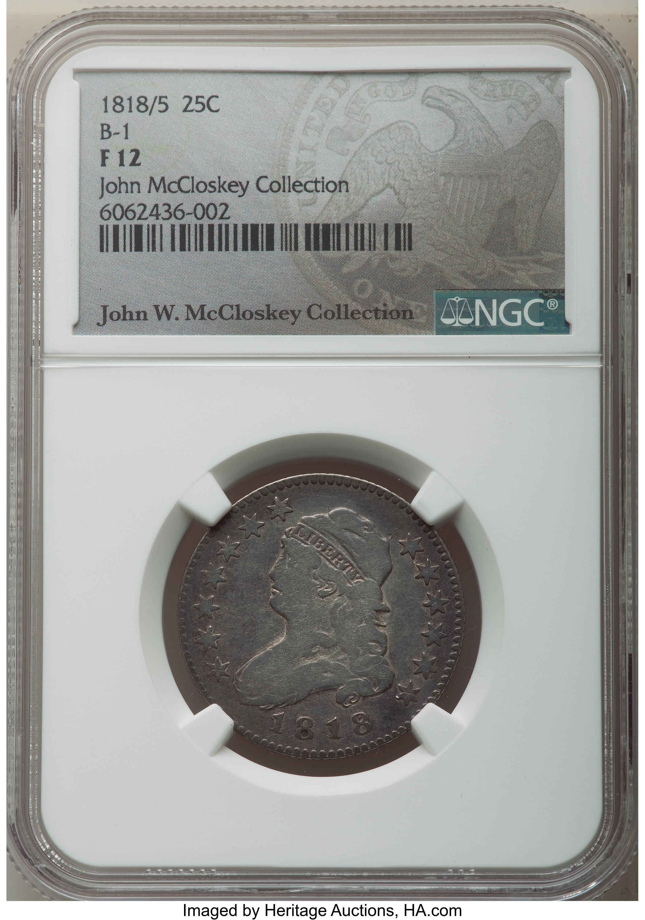 1818/5 25c Overdate, B-1 AG3 CAC thumbnail 12