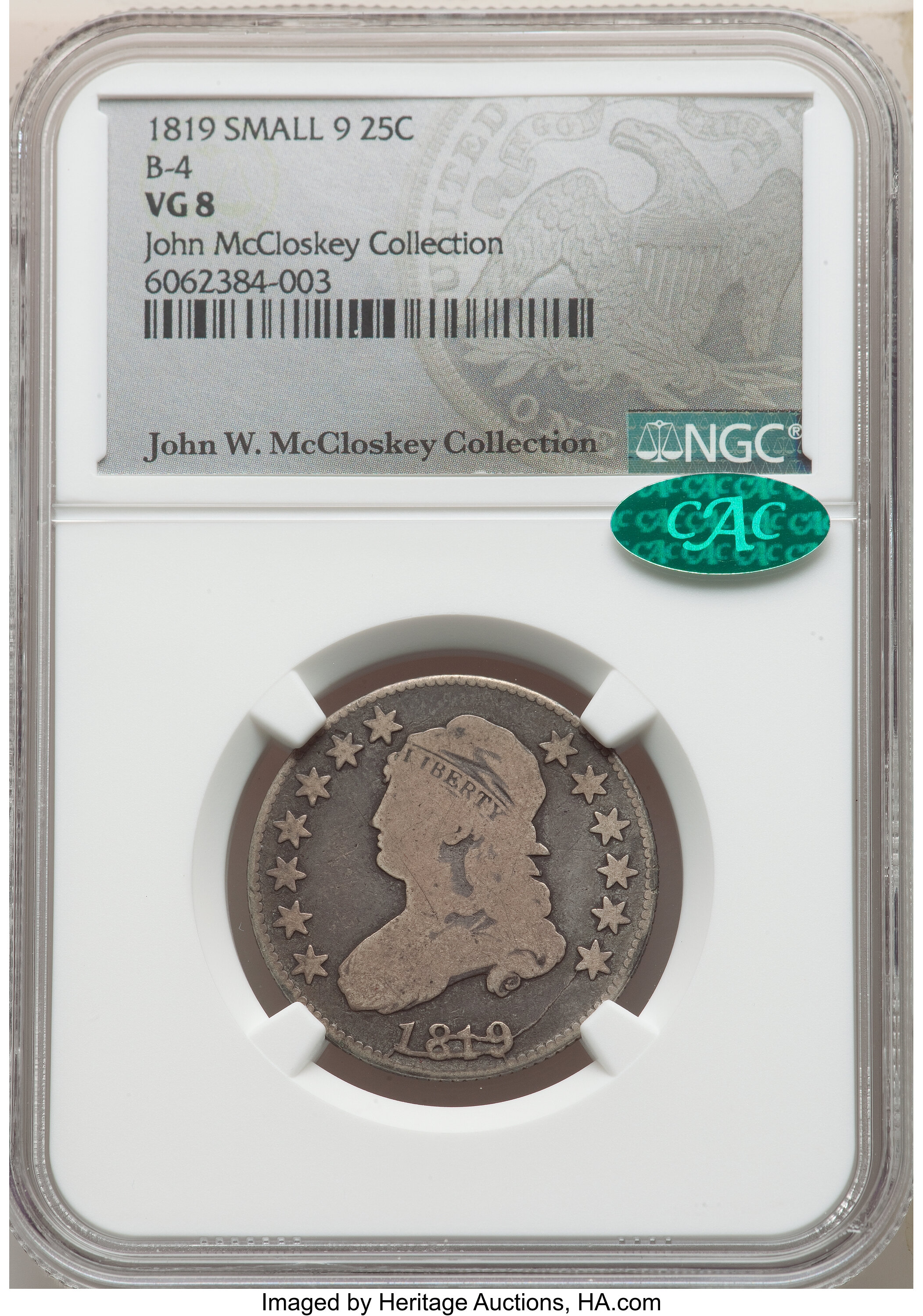 1819 25c Small 9, B-4 VG10 thumbnail 4