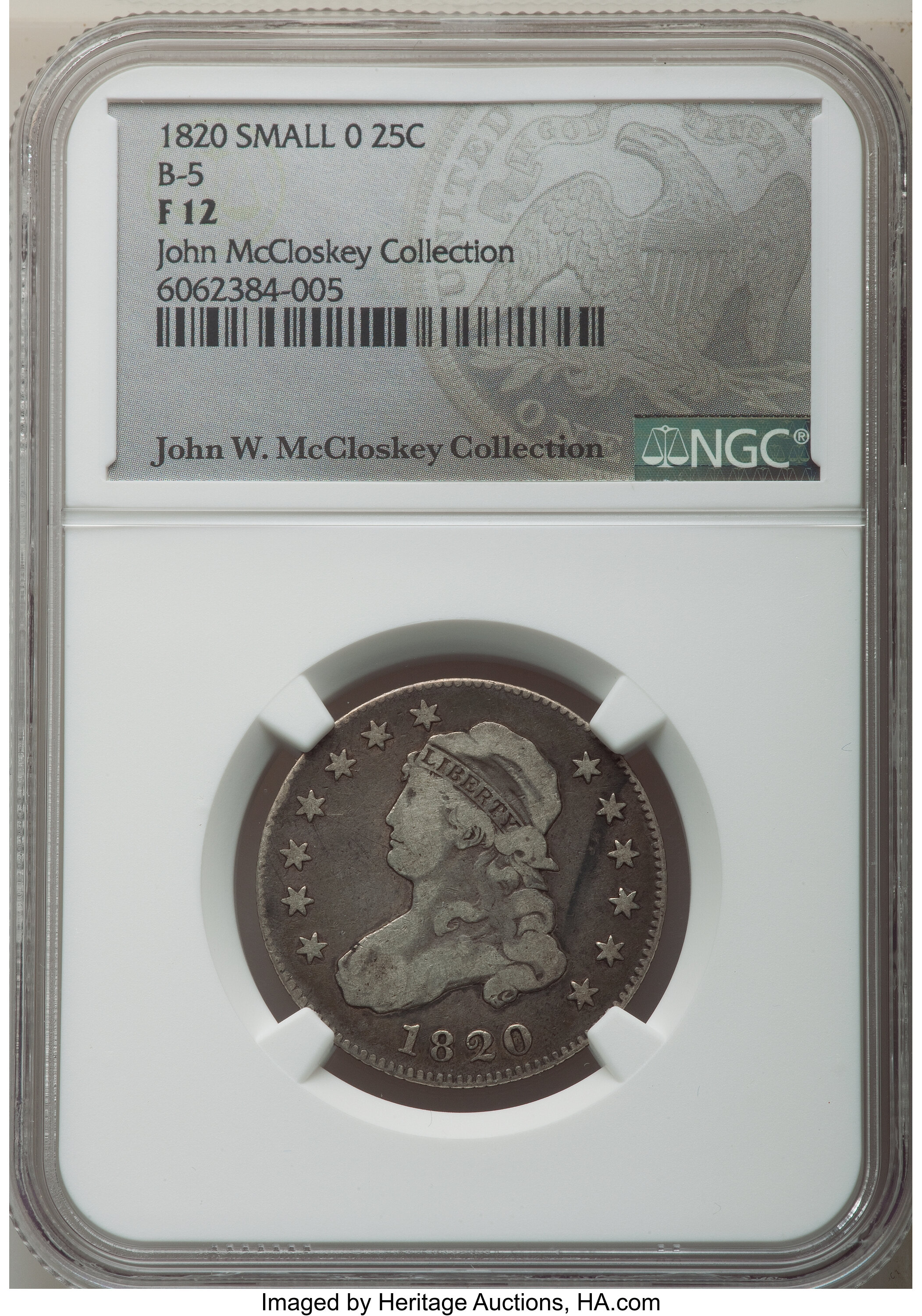 1820 25c Small 0, B-5 VG10 thumbnail 4