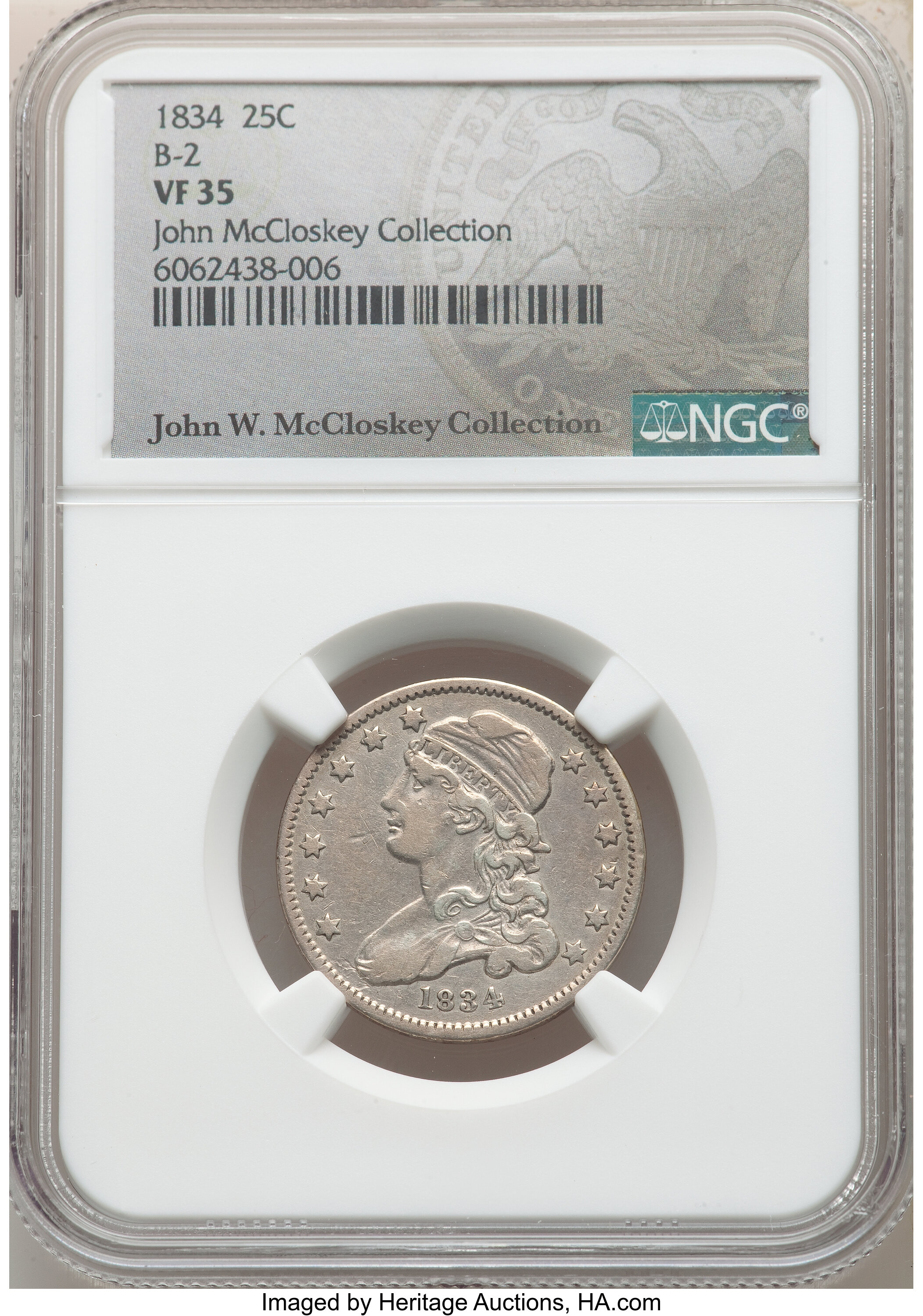 1834 25c B-2 VF20 CAC thumbnail 7