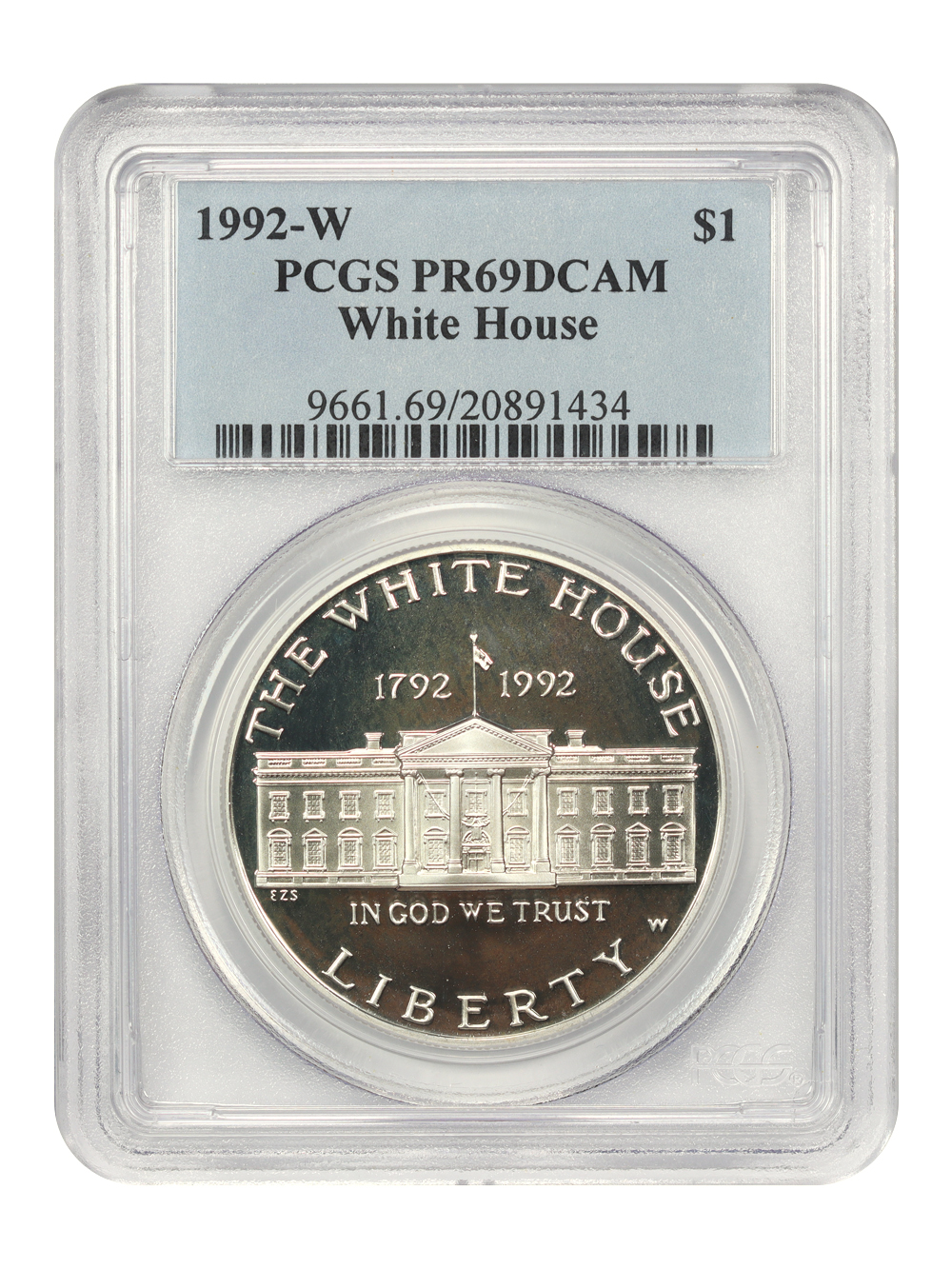 1992 W White House 200th Anniversary Silver dollar PR Values