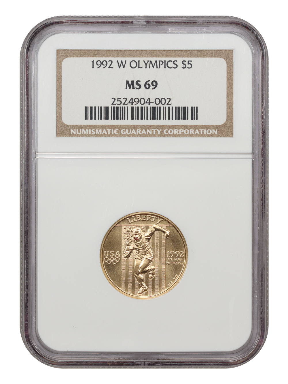 1992-W G$5  XXV Olympics Sprinter MS67 thumbnail 3