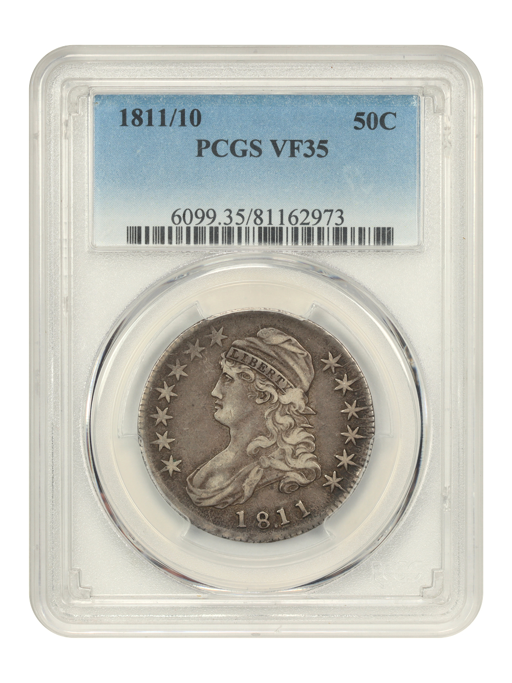 1811/10 50c Punctuated Date VF35 CAC thumbnail 3
