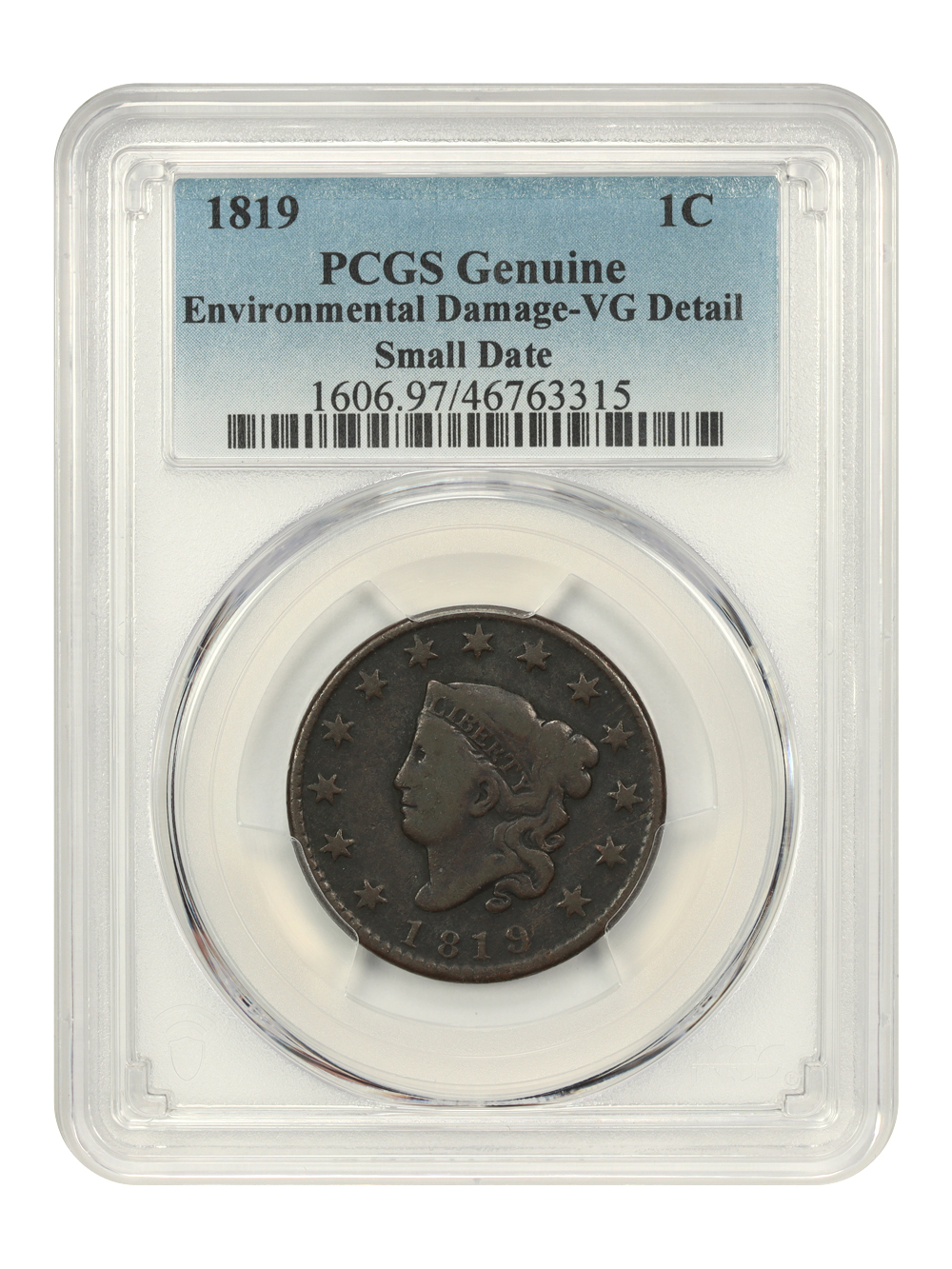 1819 1c Small Date MS BN VF30 BN CAC thumbnail 26