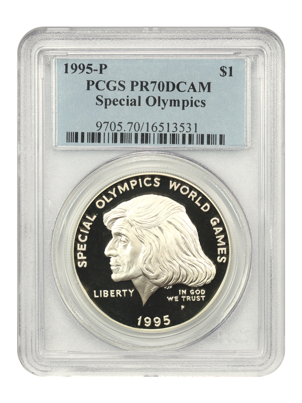 1995-P S$1 Special Olympics World Games PR DCAM PR70 DCAM CAC thumbnail 5
