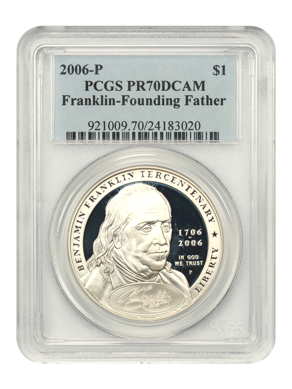 2006-P S$1 Benjamin Franklin Tercentenary, Founding Father PR DCAM PR70 DCAM thumbnail 9