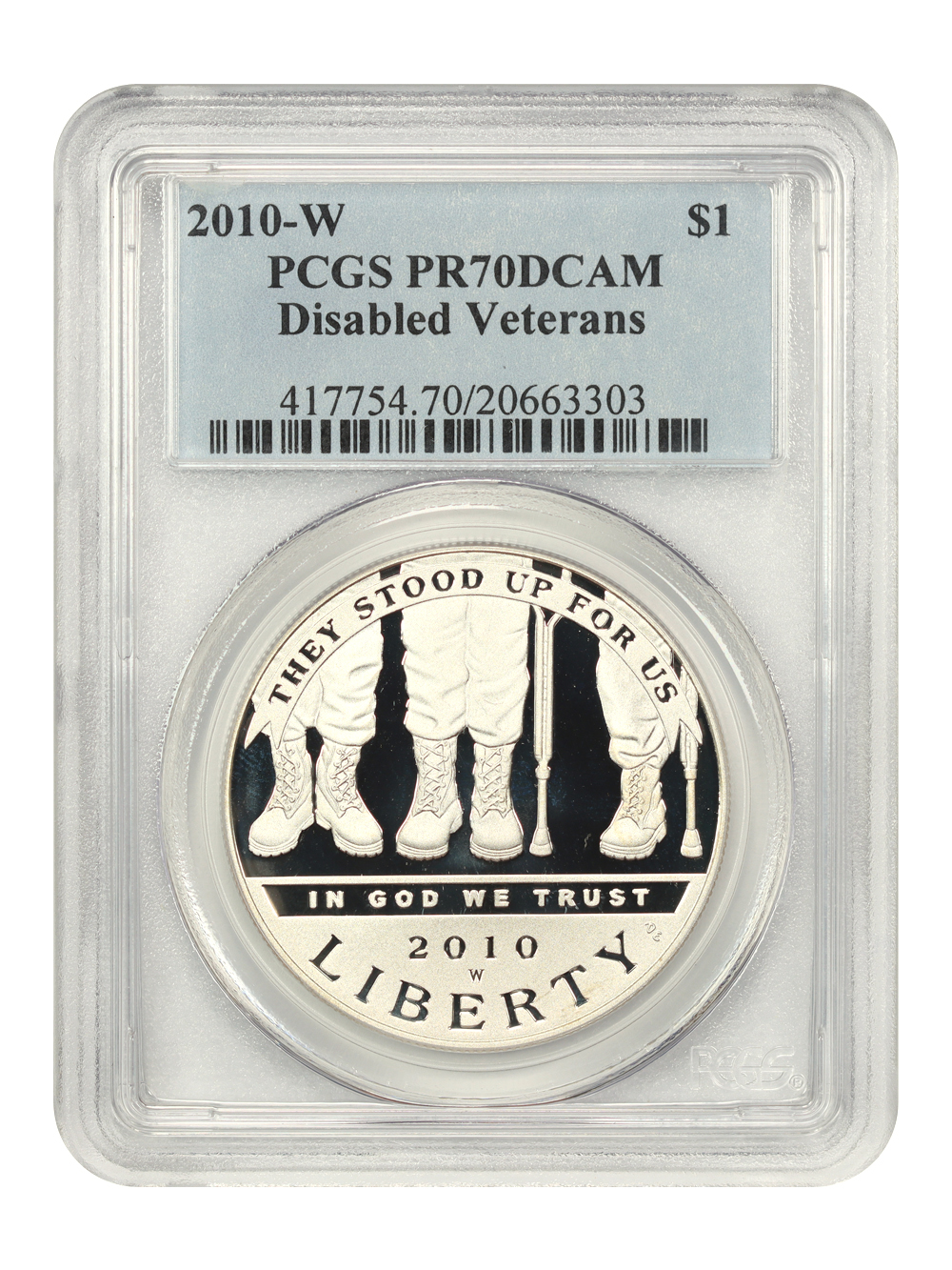 2010-W S$1 Disabled Veterans PR DCAM PR70 DCAM thumbnail 3
