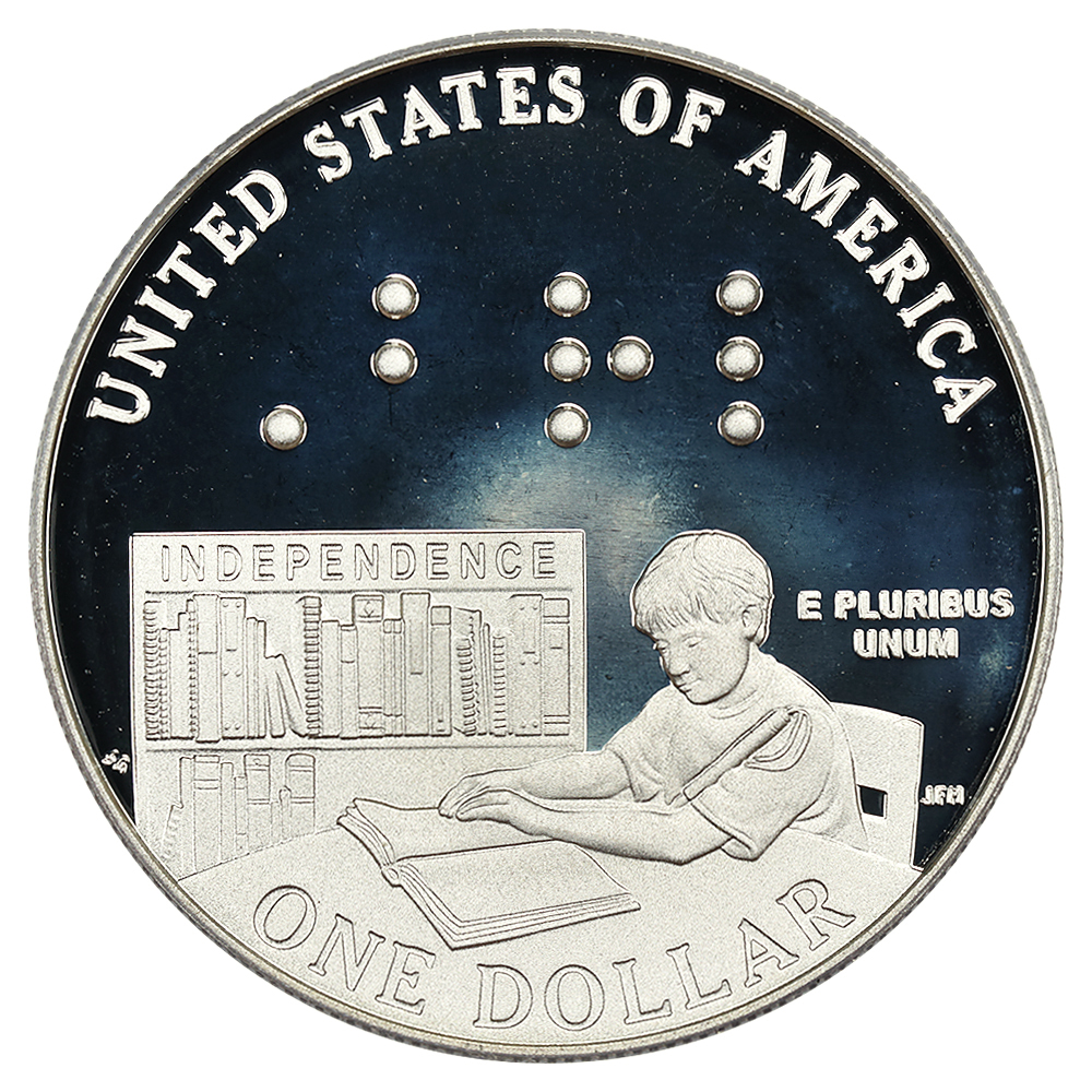 2009-P S$1 Louis Braille Bicentennial PR DCAM PR70 DCAM thumbnail 3