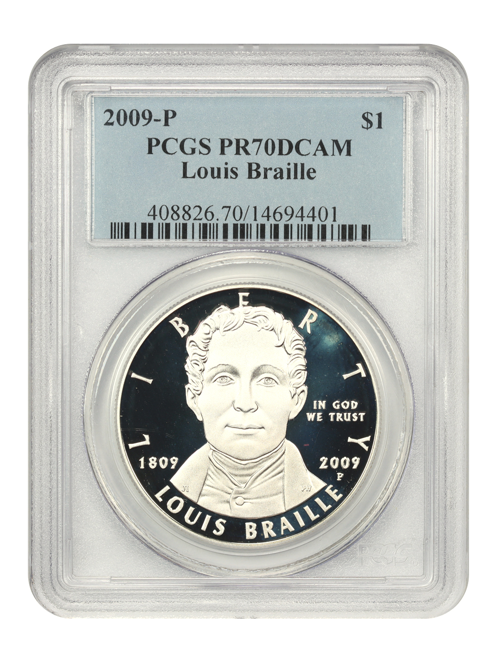 2009-P S$1 Louis Braille Bicentennial PR DCAM PR70 DCAM thumbnail 4