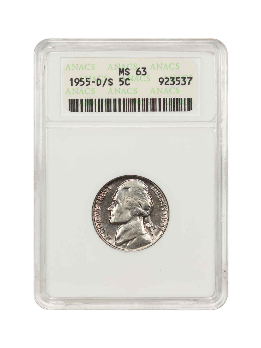 1955-D/S 5c MS63 thumbnail 3