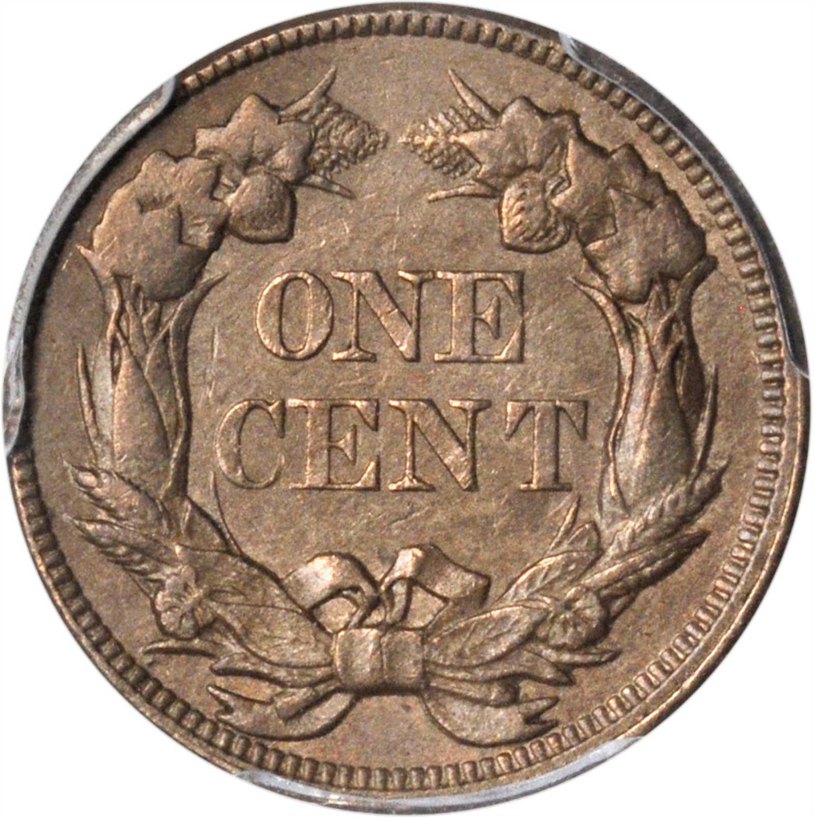 1857 1c Flying Eagle, 50c Obv. Clash, FS-402, S-9 AU55 thumbnail 2