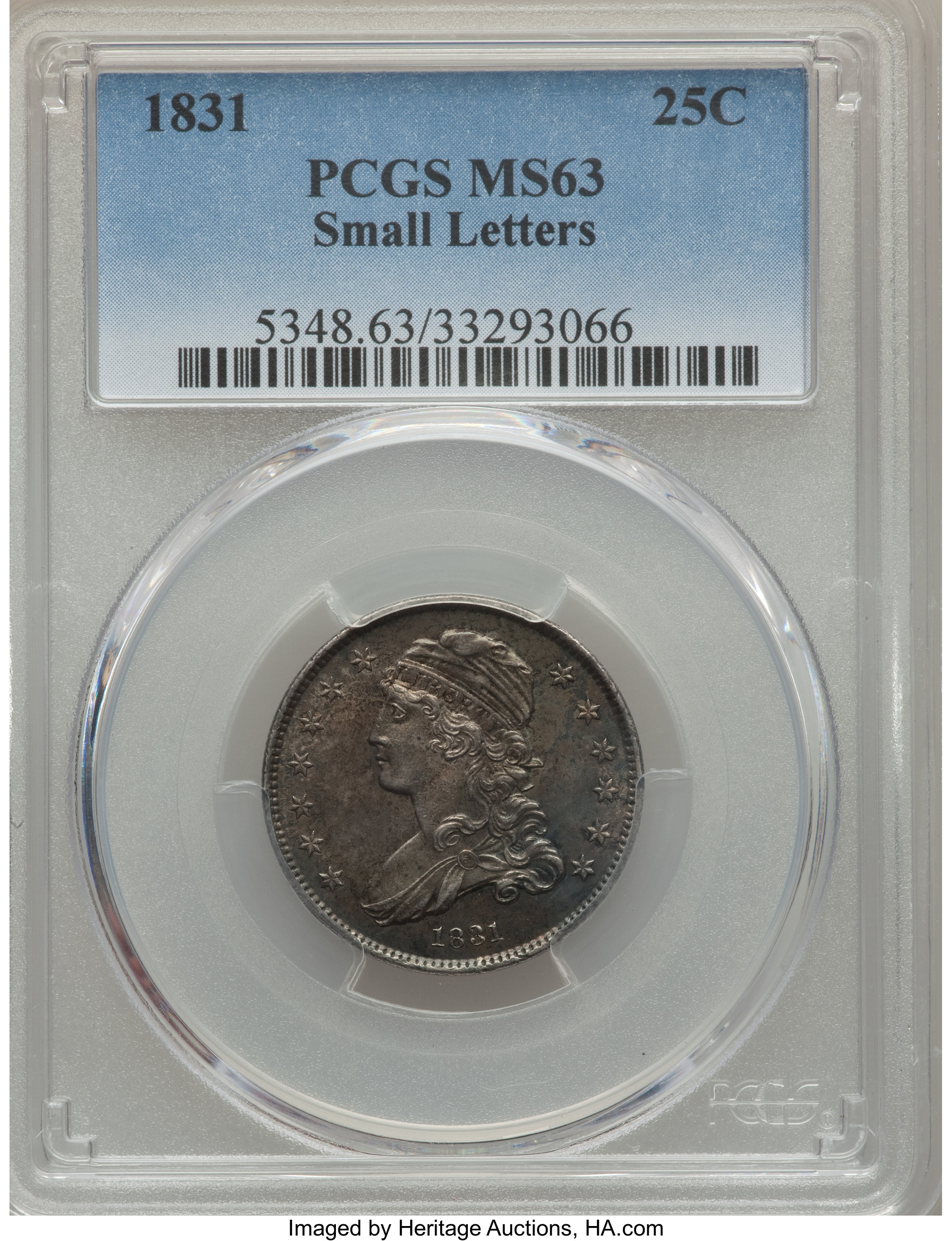 1831 25c Small Letters, B-1 MS63 thumbnail 8