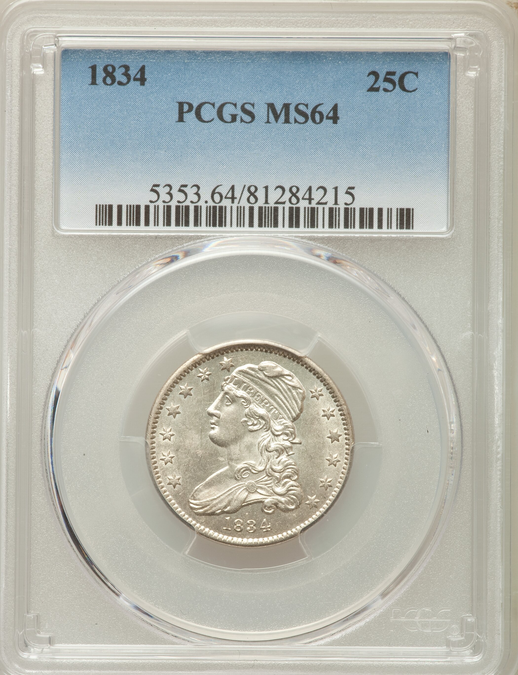 1834 25c B-2 AU53 CAC thumbnail 20