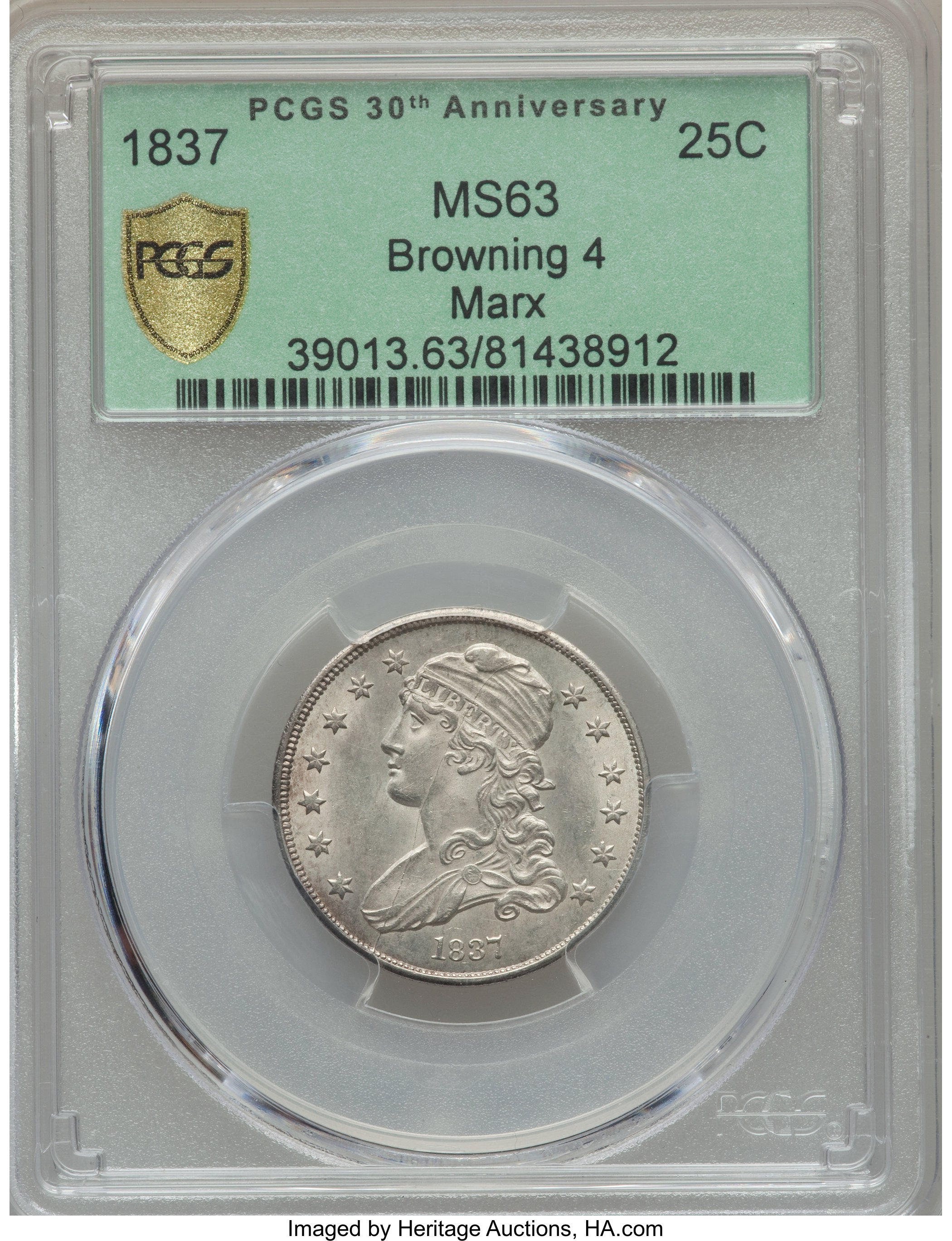 1837 25c B-4 MS60 thumbnail 8