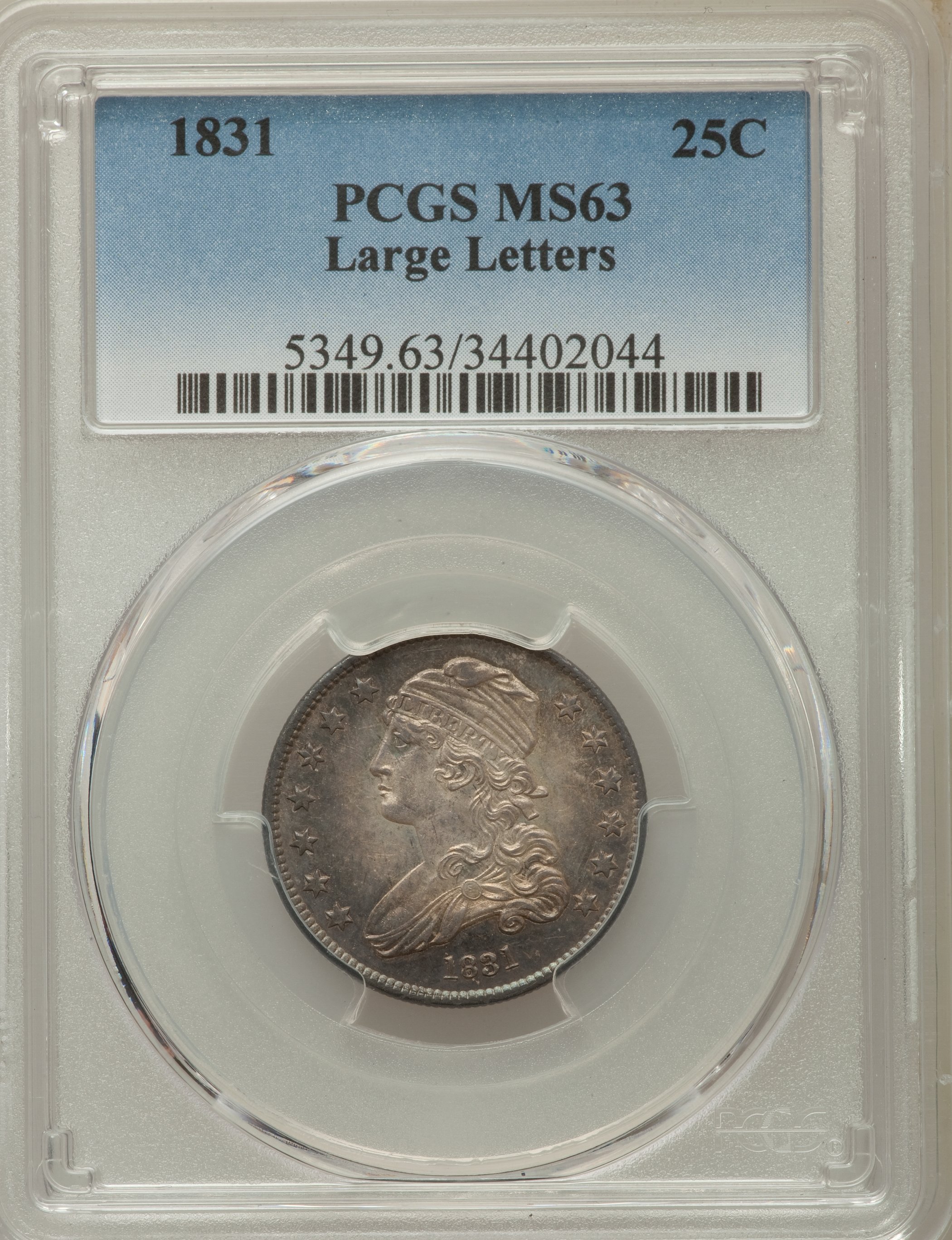 1831 25c Large Letters, RPD, B-5, FS-301 AU55 thumbnail 19