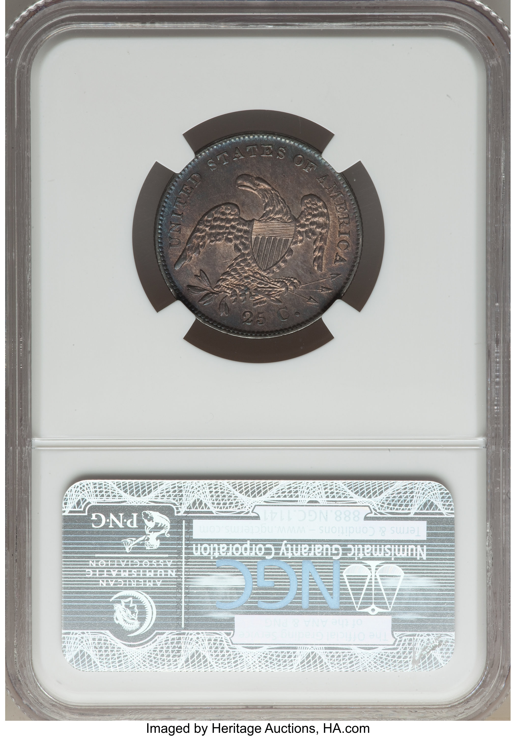 1832 25c B-2 AU53 CAC thumbnail 25