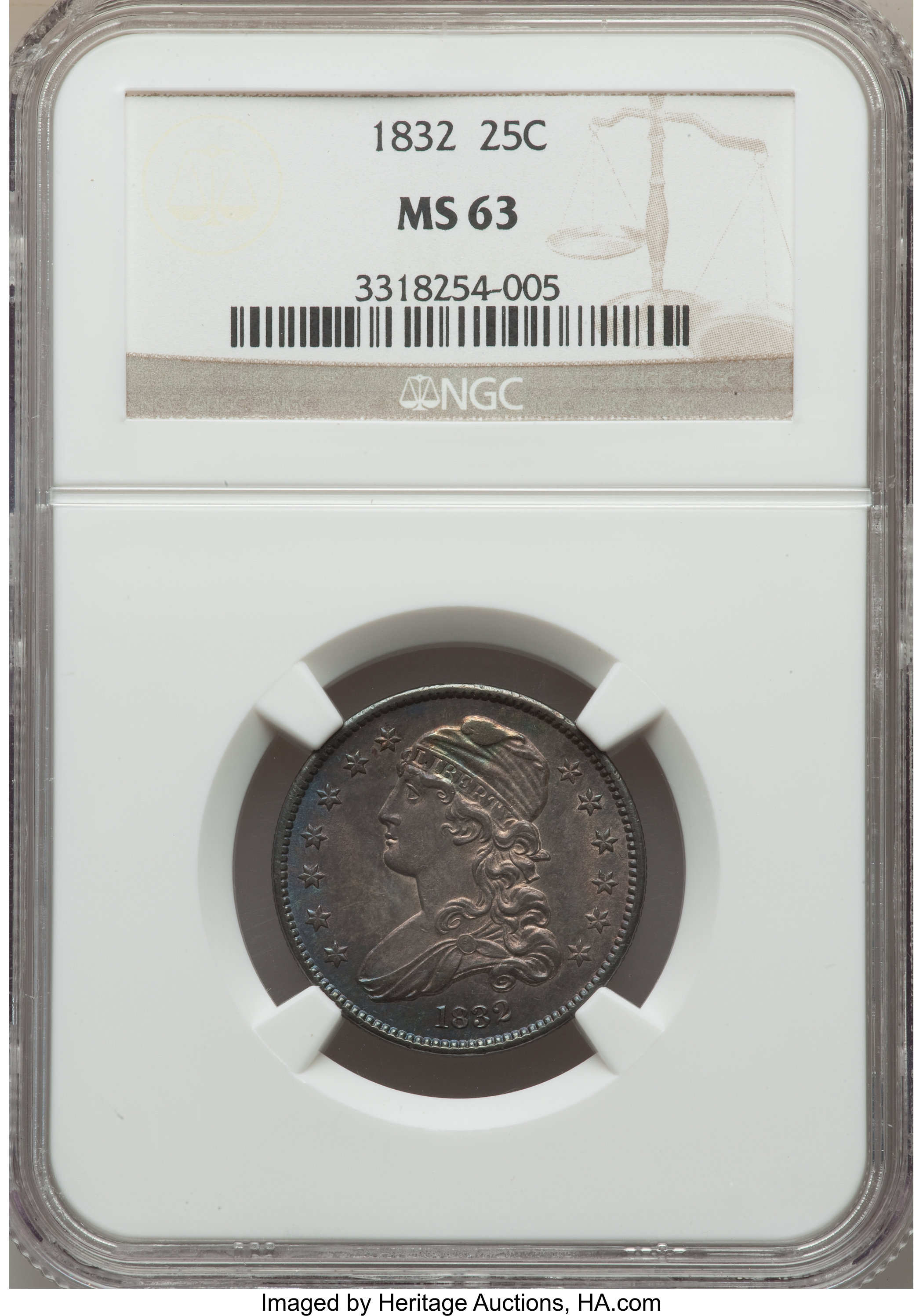 1832 25c B-2 AU53 CAC thumbnail 27