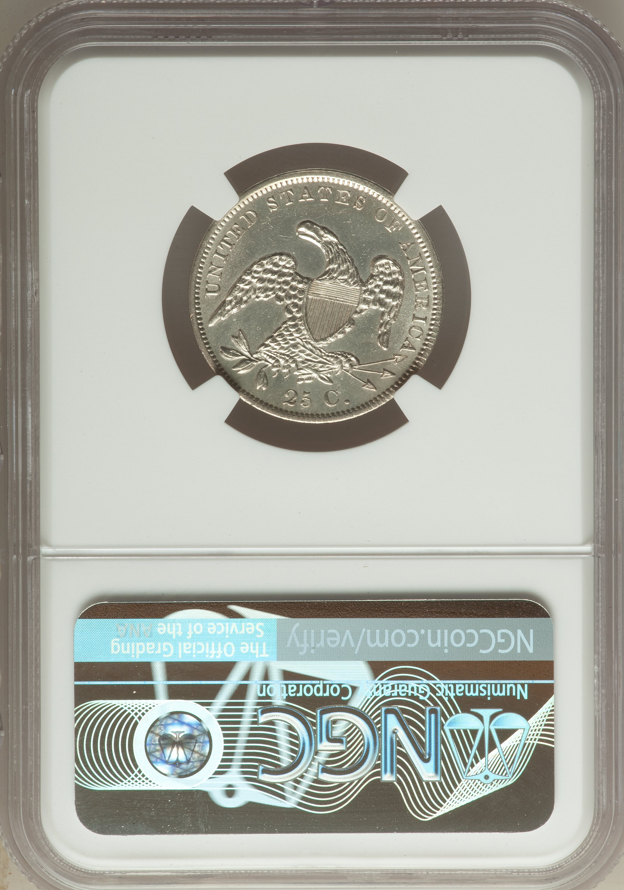1837 25c B-2 AU55 CAC thumbnail 11