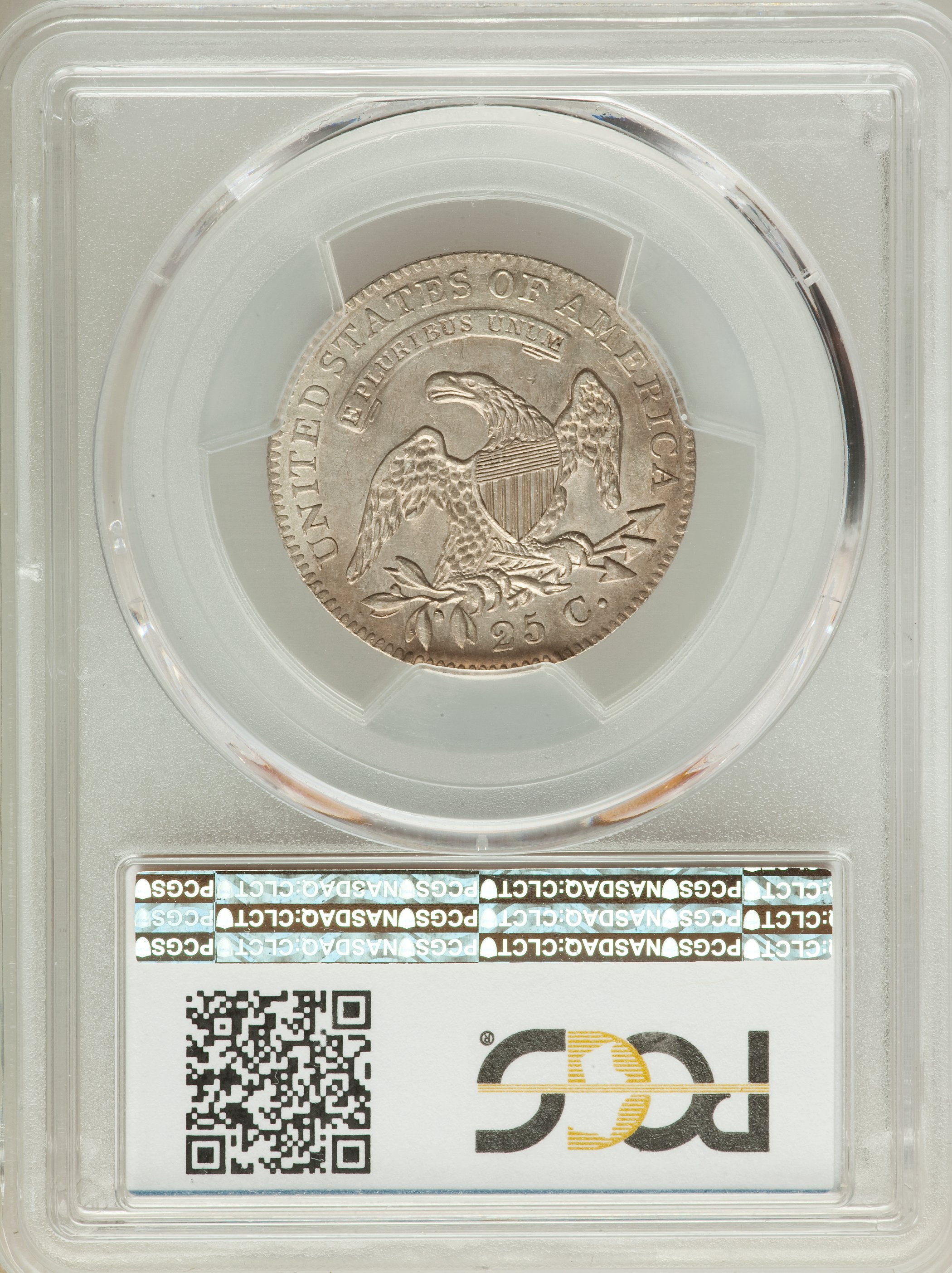 1821 25c B-4 AU53 CAC thumbnail 4
