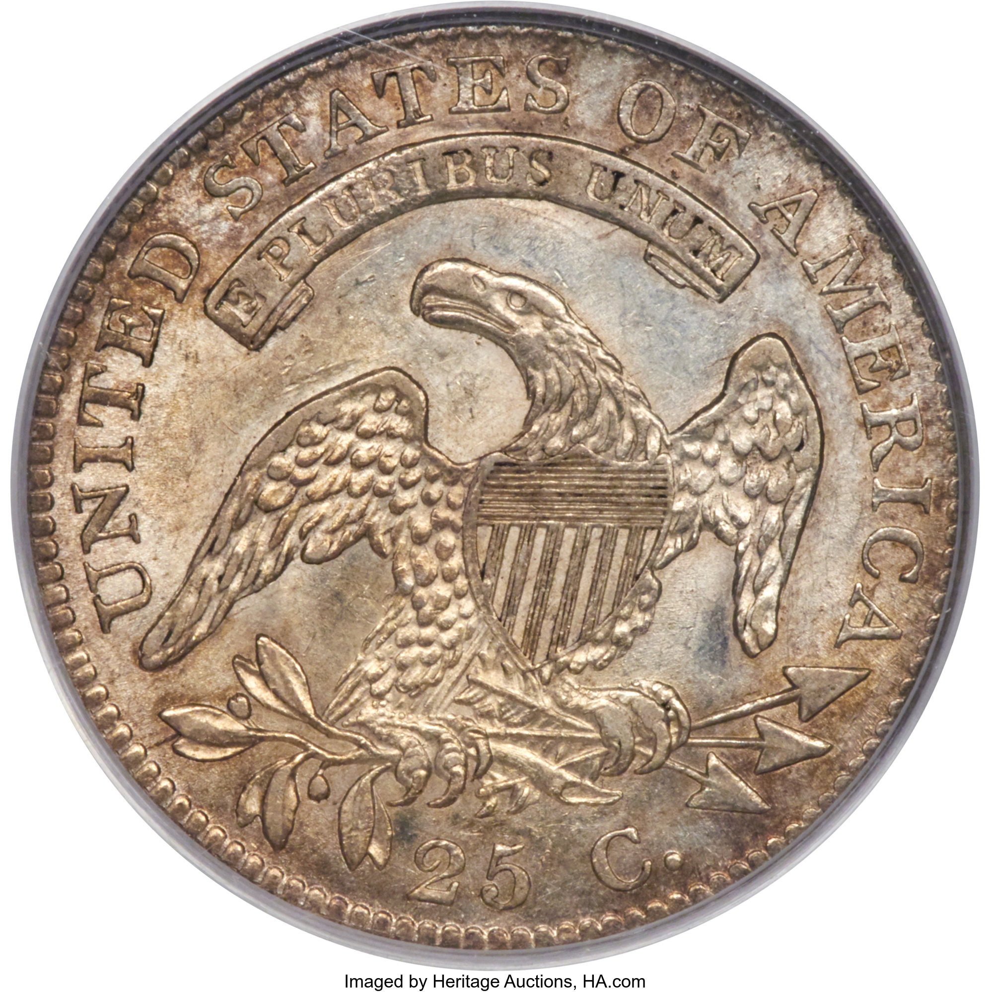 1819 25c Large 9, B-2 AU53 thumbnail 3