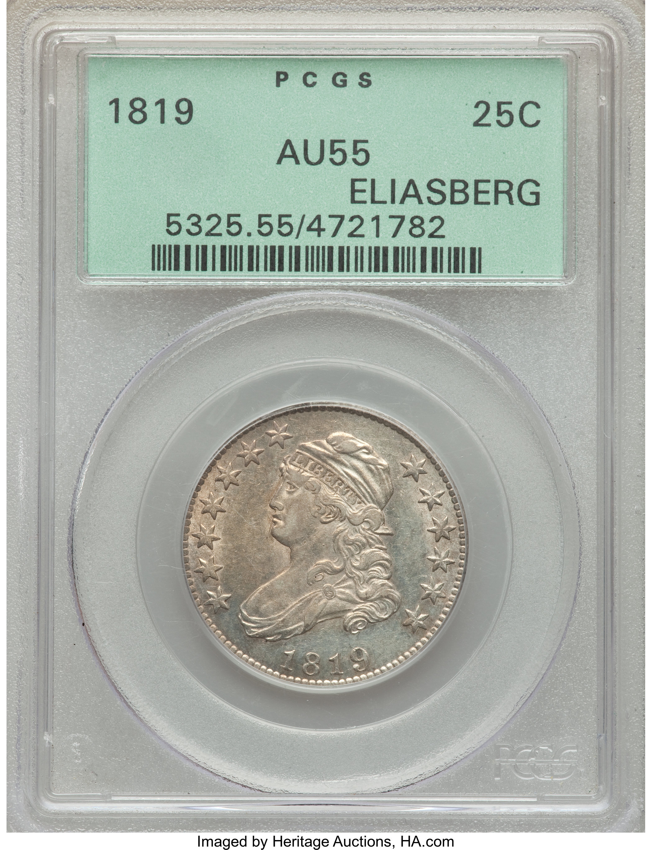 1819 25c Large 9, B-2 AU53 thumbnail 4