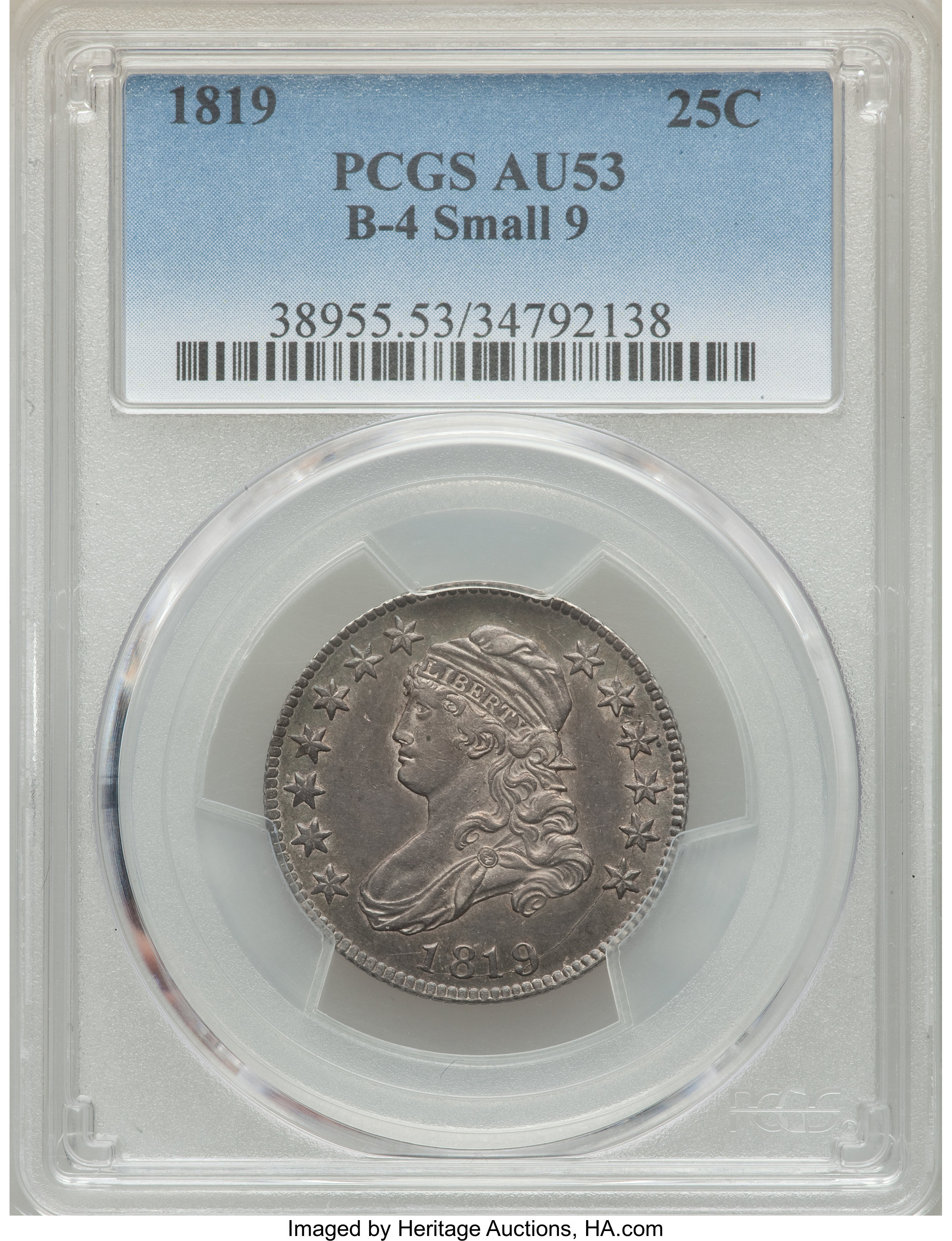 1819 25c Small 9, B-4 VG10 thumbnail 25