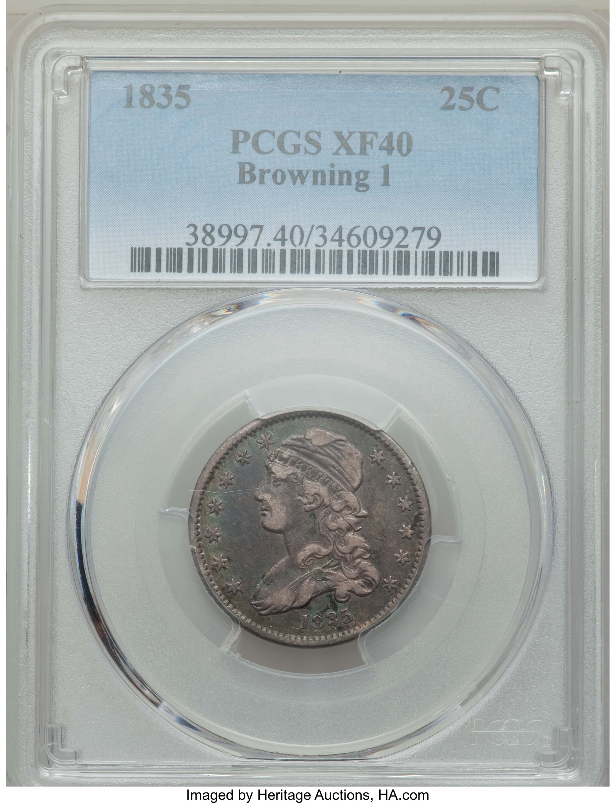 1835 25c B-1 XF40 thumbnail 3