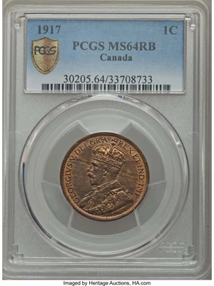 image for: Canada: George V Cent 1917 MS64 Red and Brown PCGS,...