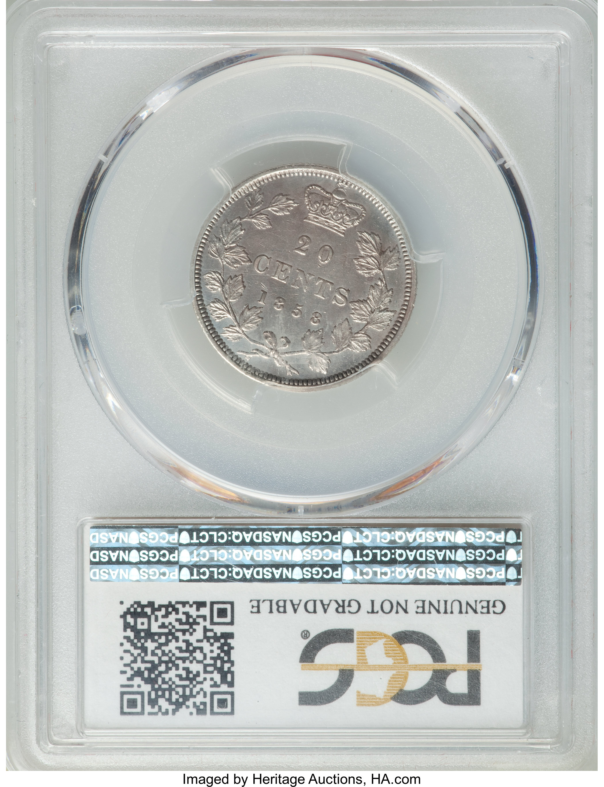 1858 20c Province of Canada, Coin Turn ↑↓ VG10 thumbnail 3