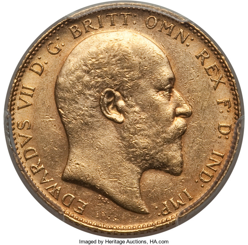 Canada: Edward VII gold Sovereign 1909-C AU58 PCGS,...