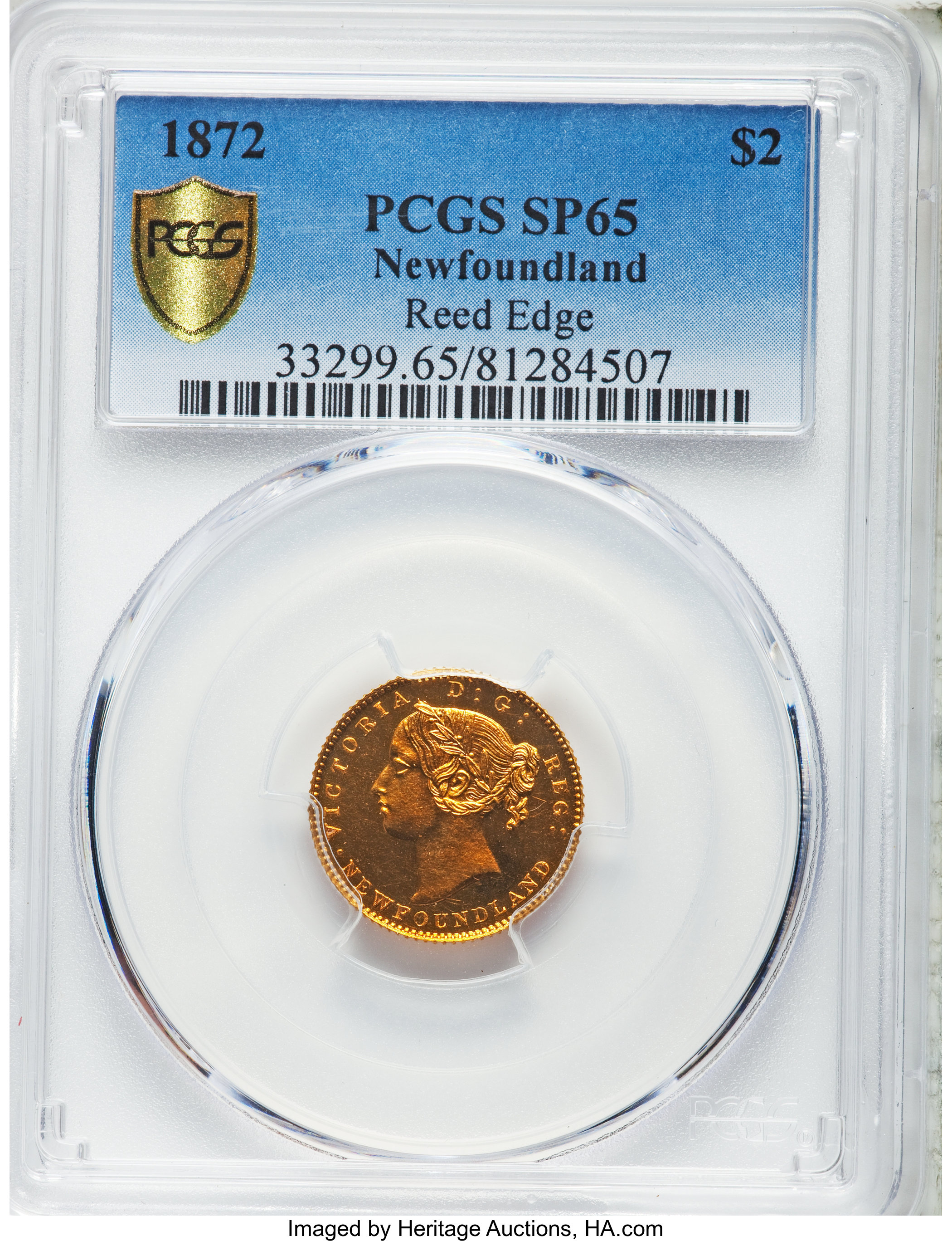 1872 $2 Newfoundland, Reeded Edge MS65 thumbnail 6