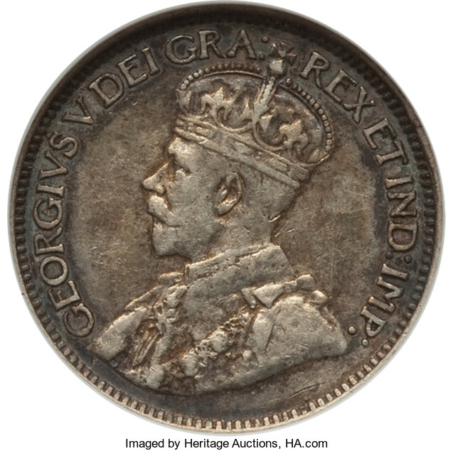 Canada: George V "Broad Leaves" 10 Cents 1913 XF40 ANACS,...