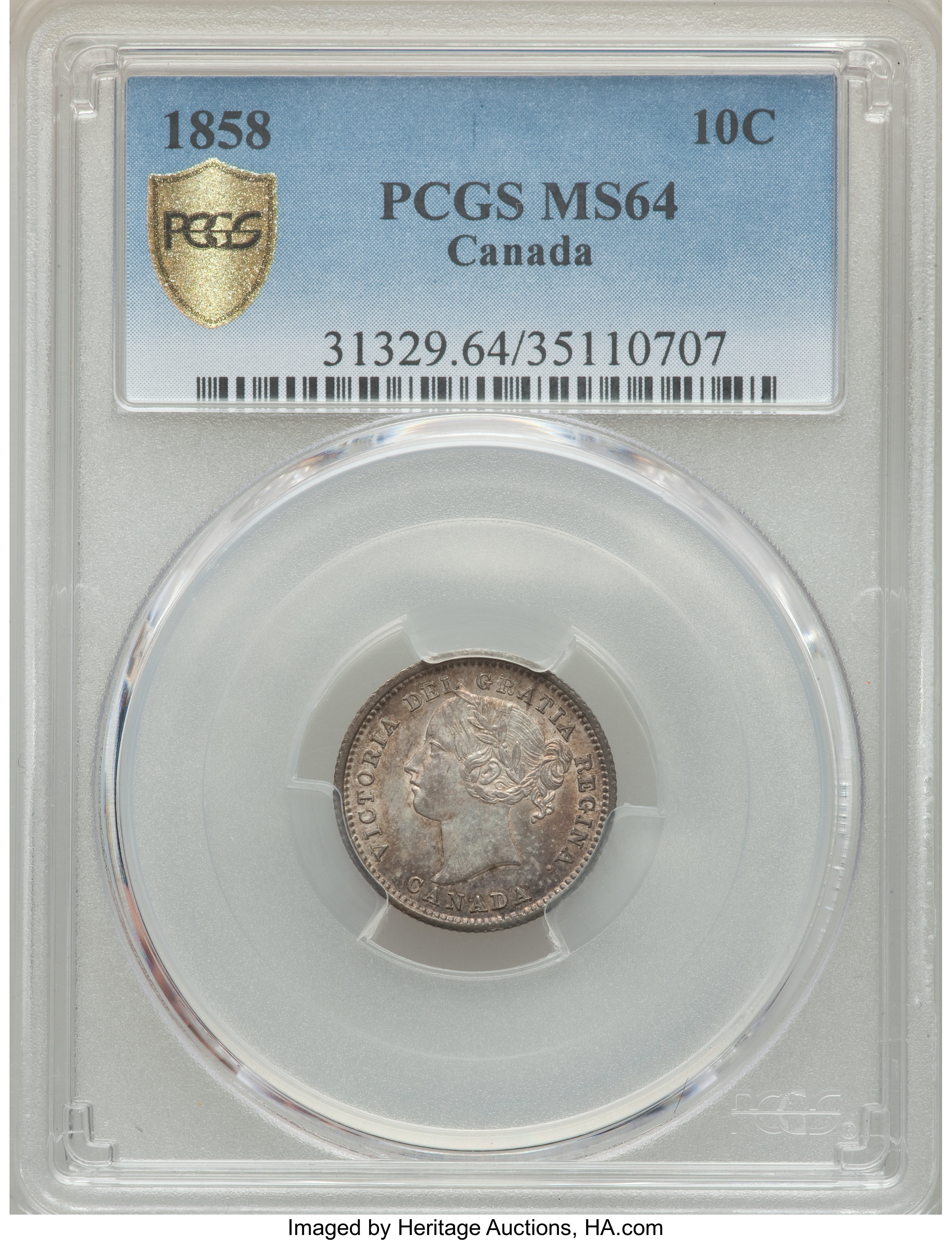 1858 10c Province of Canada MS63 thumbnail 6