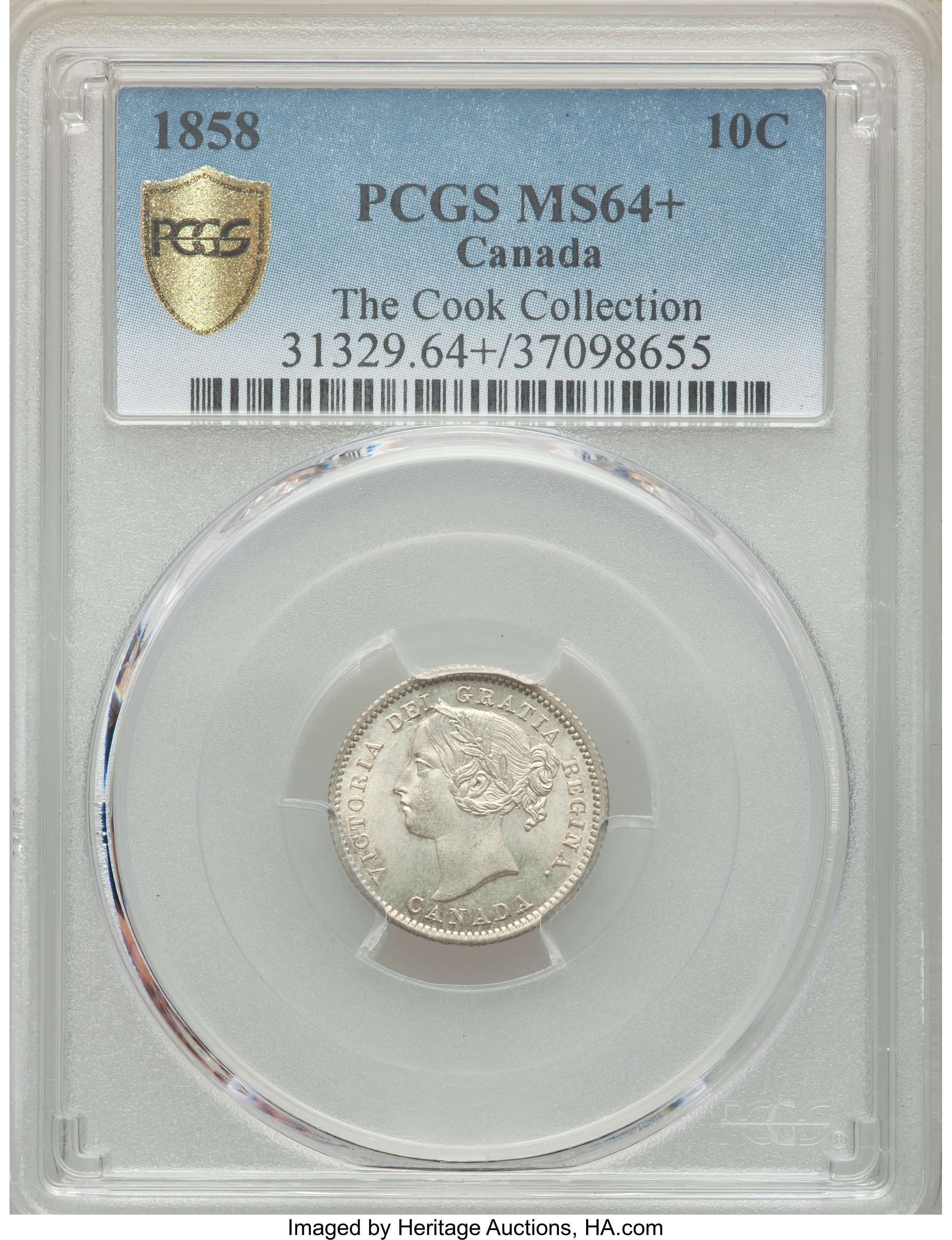1858 10c Province of Canada MS63 thumbnail 2