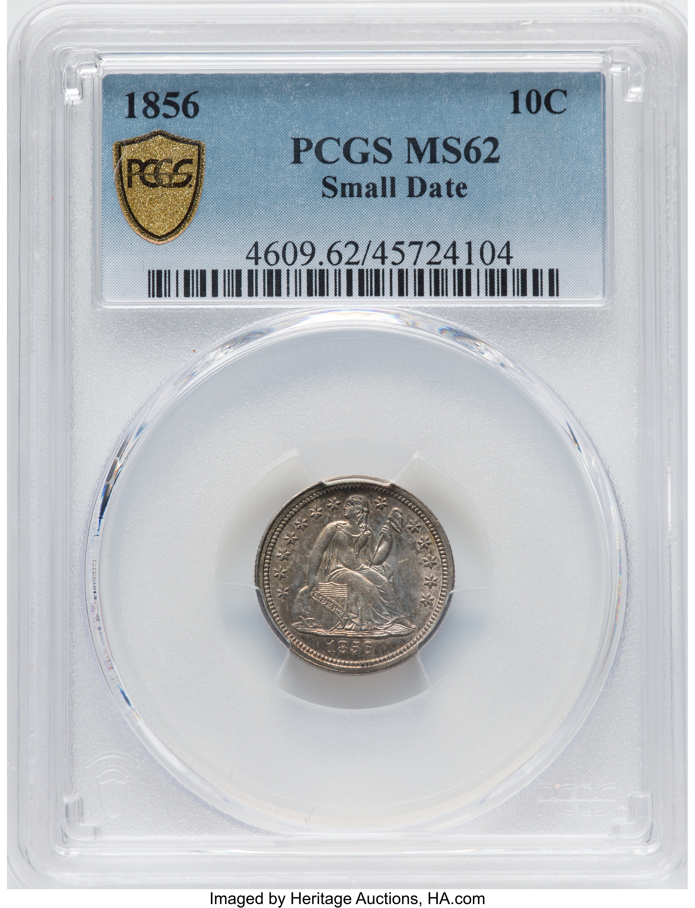 1856 10c Small Date MS62 thumbnail 4