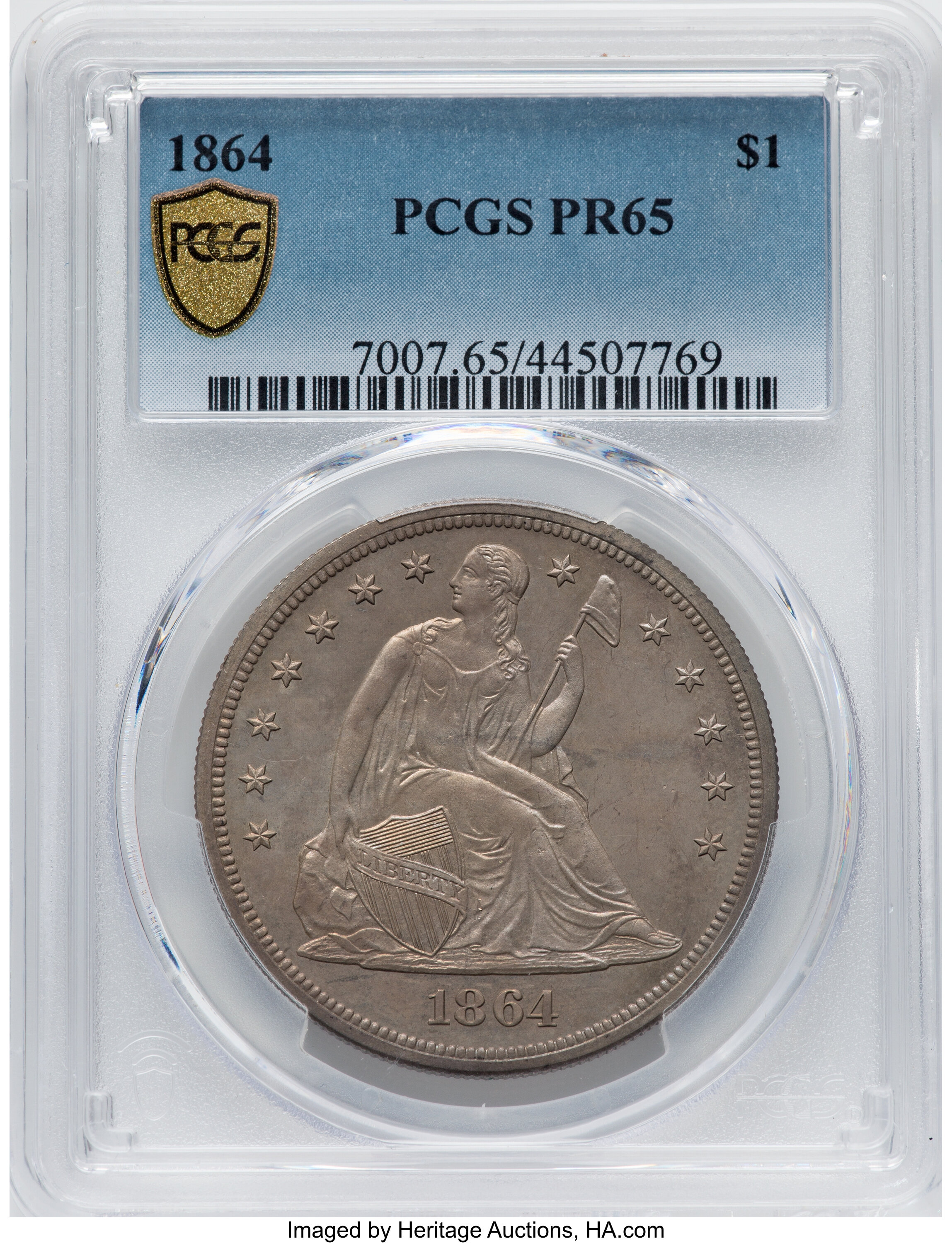 1864 $1 PR65 thumbnail 4