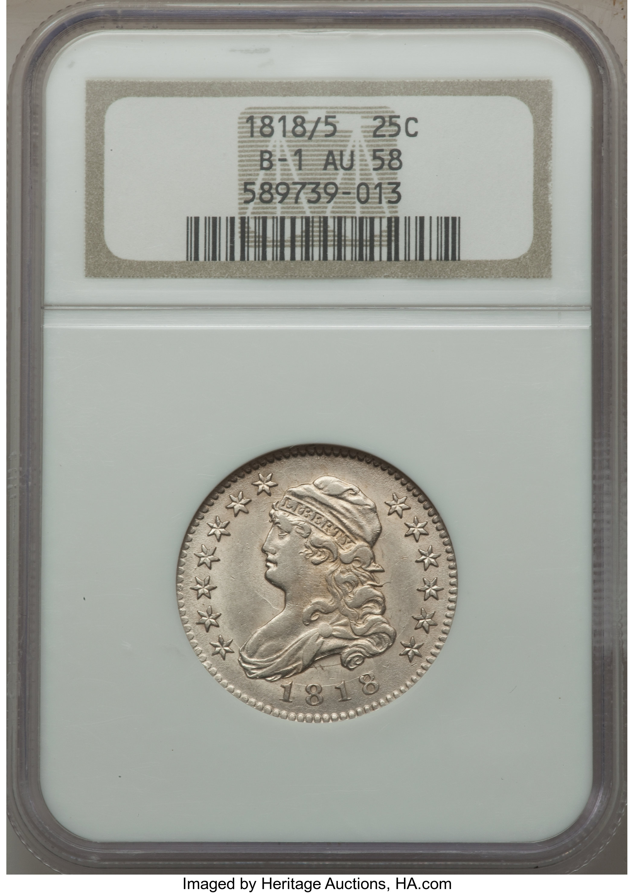 1818/5 25c Overdate, B-1 MS61 thumbnail 14