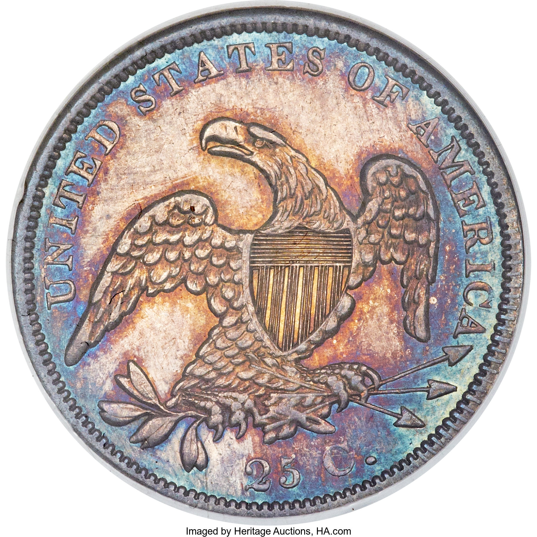 1837 25c B-2 AU55 CAC thumbnail 15