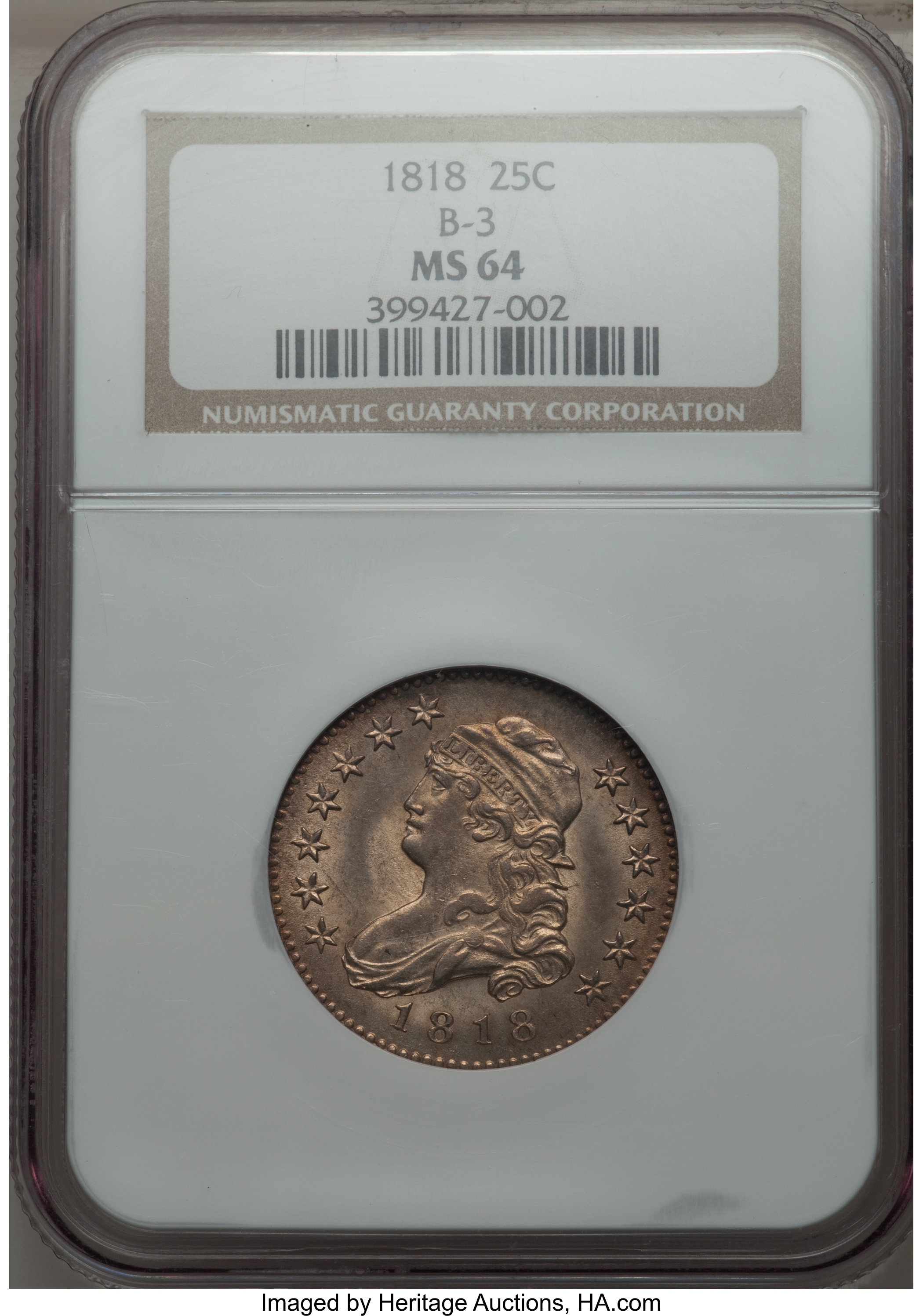 1818/5 25c Overdate, B-3 AG3 CAC thumbnail 22