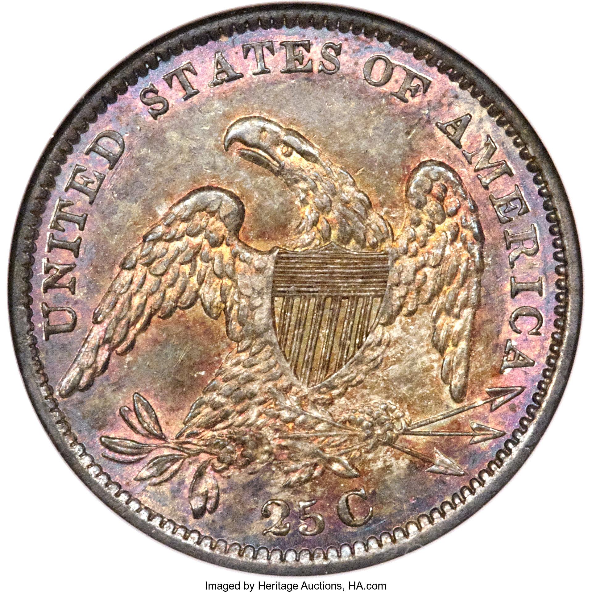 1833 25c Recut Legend Reverse, B-2, FS-901 MS64 CAC thumbnail 3