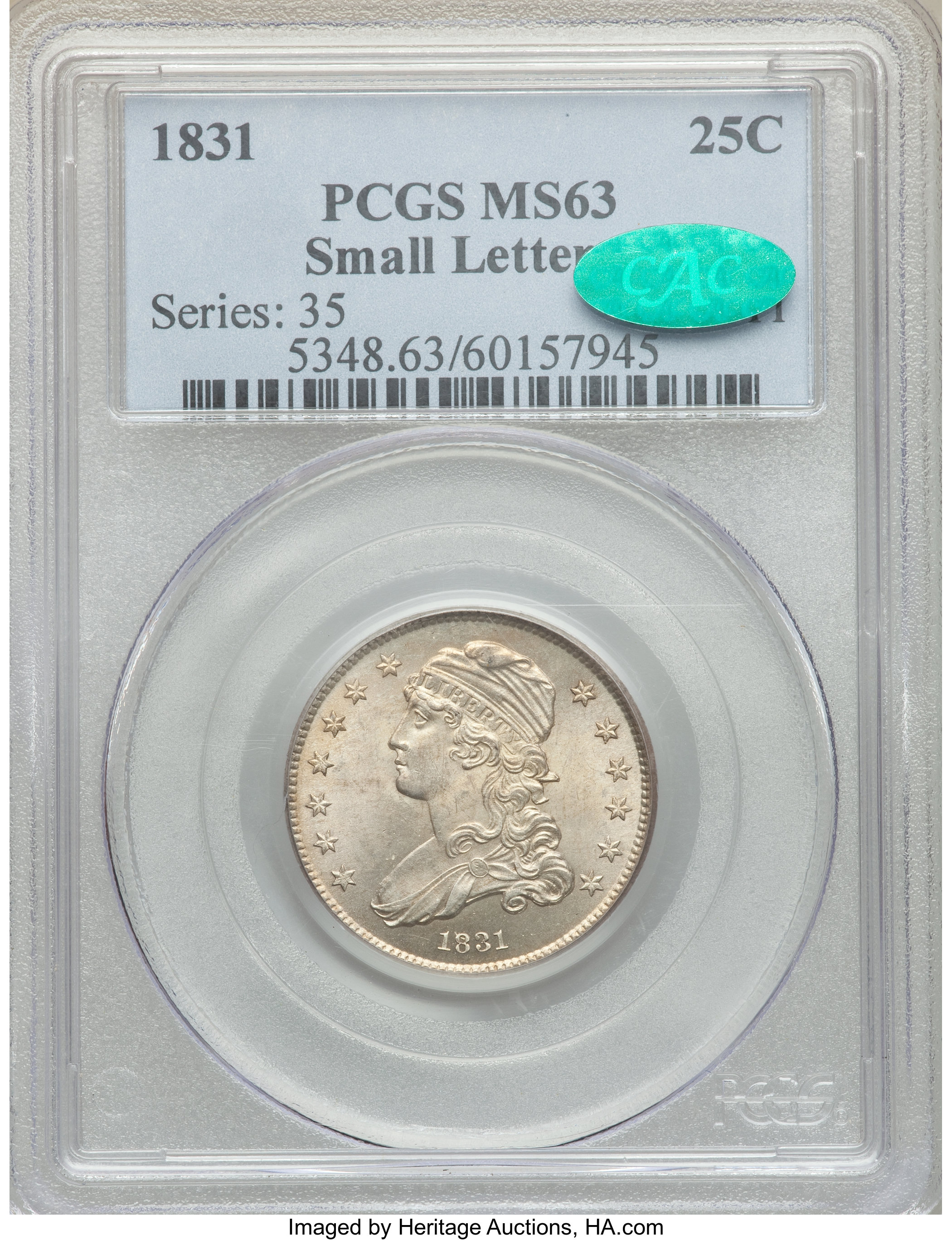 1831 25c Small Letters, B-1 MS63 thumbnail 12