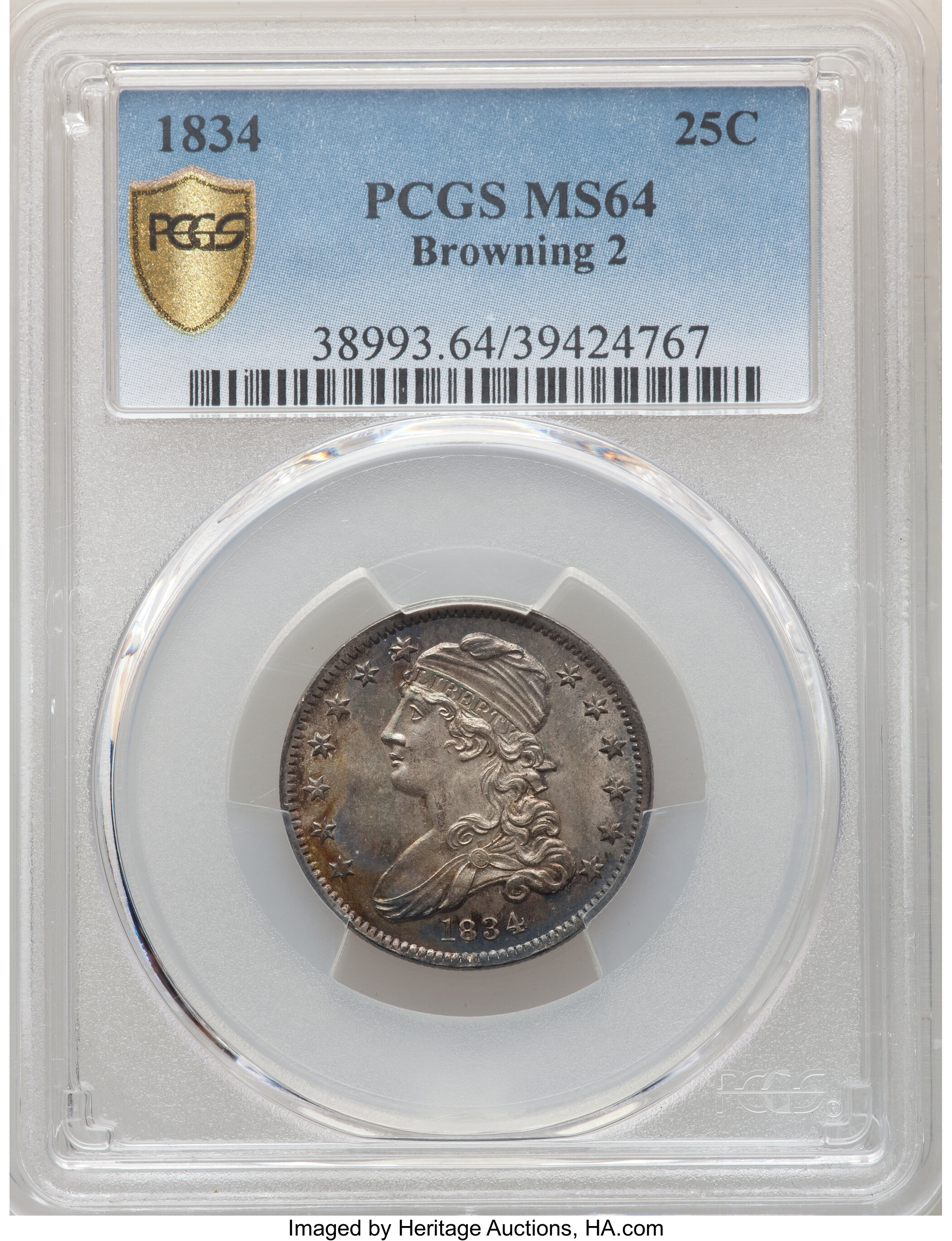 1834 25c B-2 VF20 CAC thumbnail 27