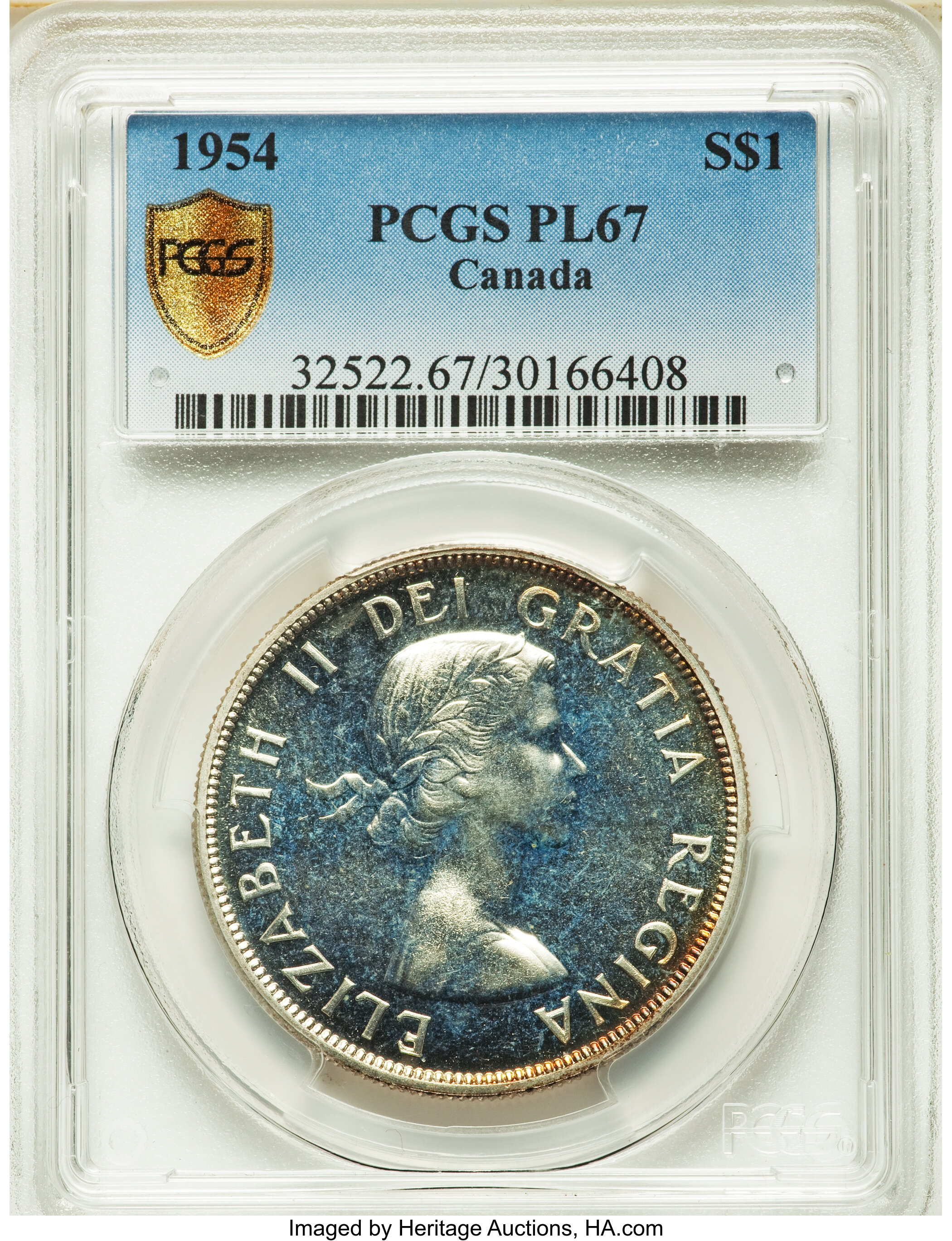 Canada: Elizabeth II Prooflike Dollar 1954 PL67 PCGS,...