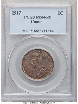 image for: Canada: George V Cent 1917 MS66 Red and Brown PCGS,...
