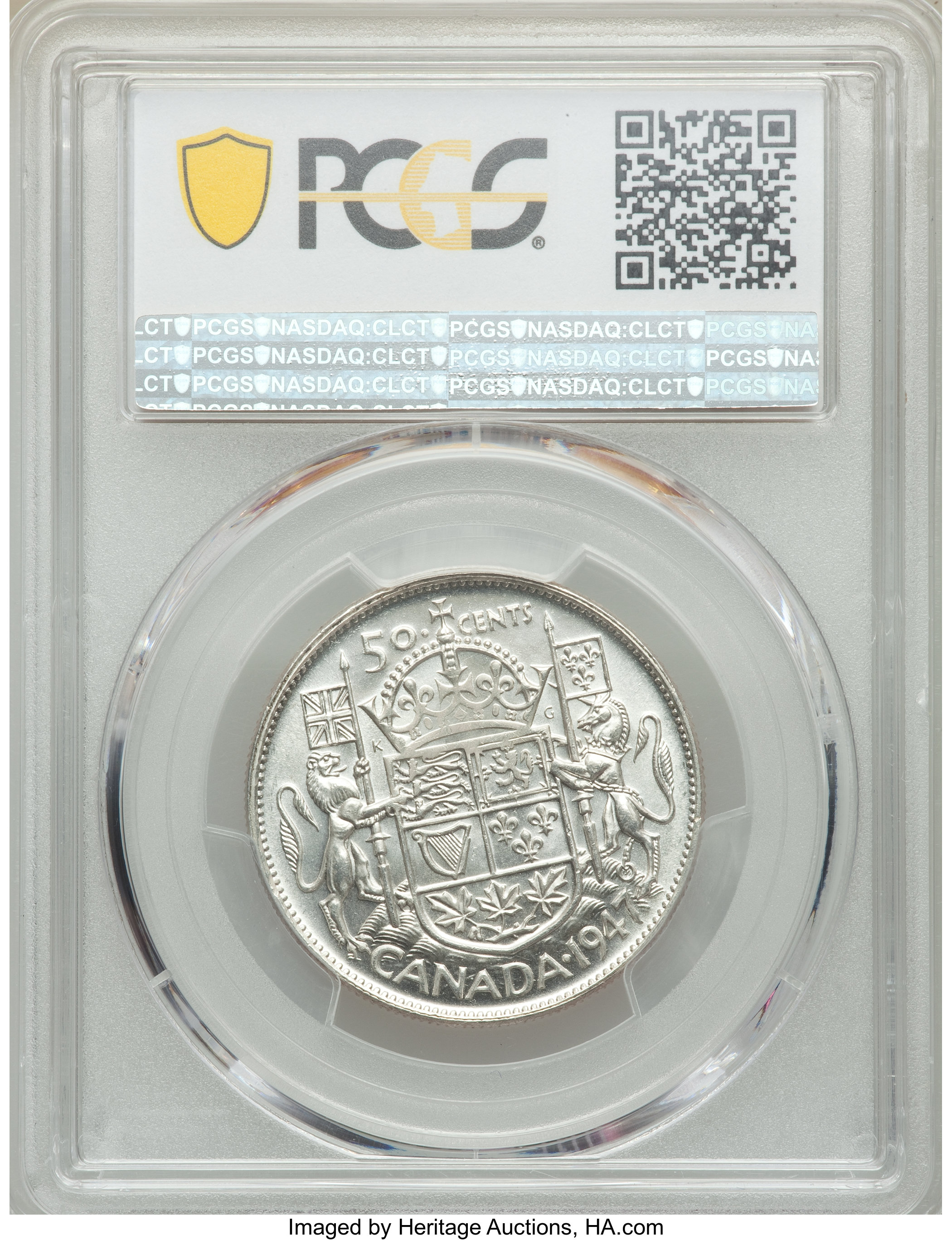 1947 50c Narrow Date, Curved 7 F15 thumbnail 3