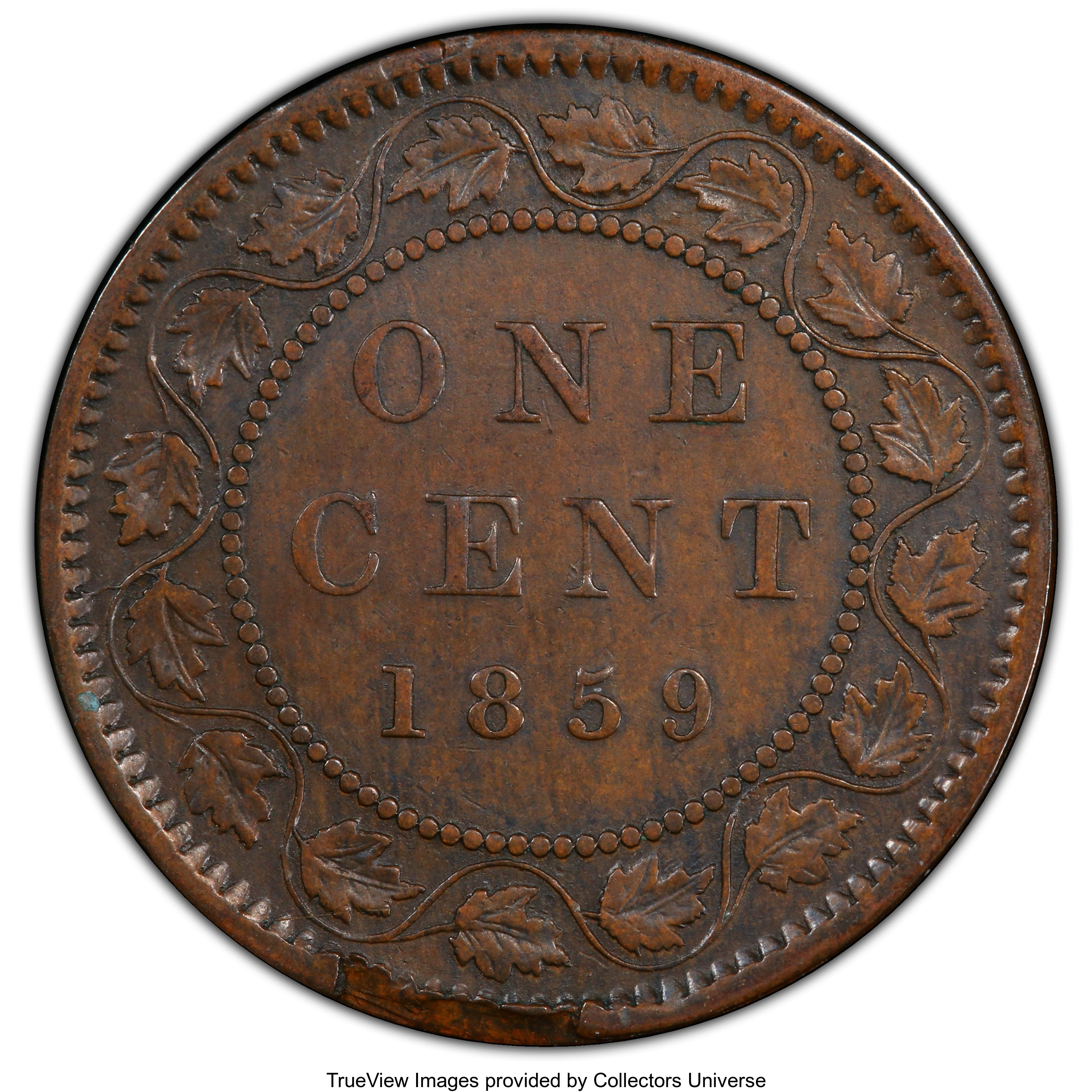 Canada: Victoria Mint Error - Reverse Brockage Cent 1859 AU55 Brown PCGS,...