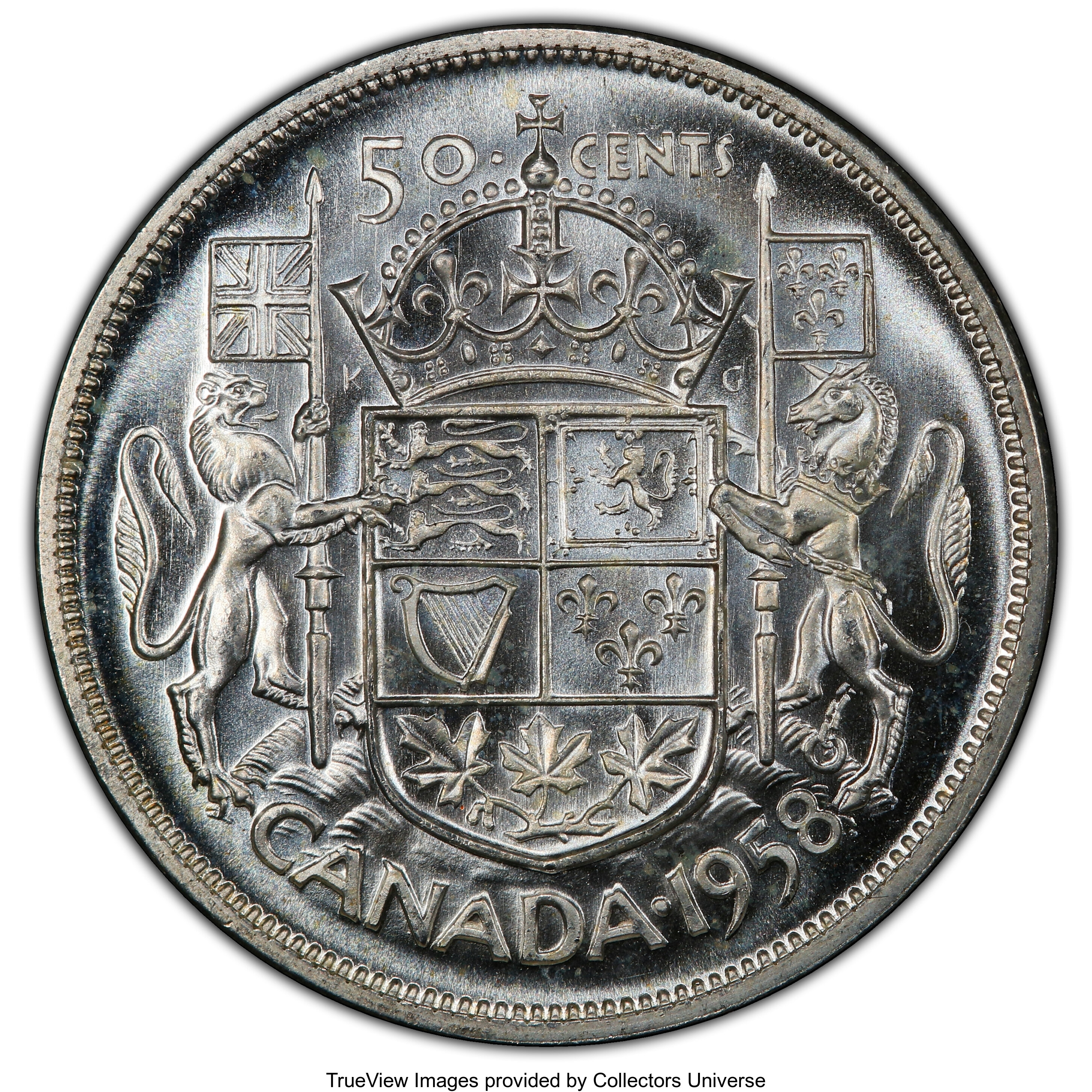 1958 50c Coat of Arms G4 thumbnail 24